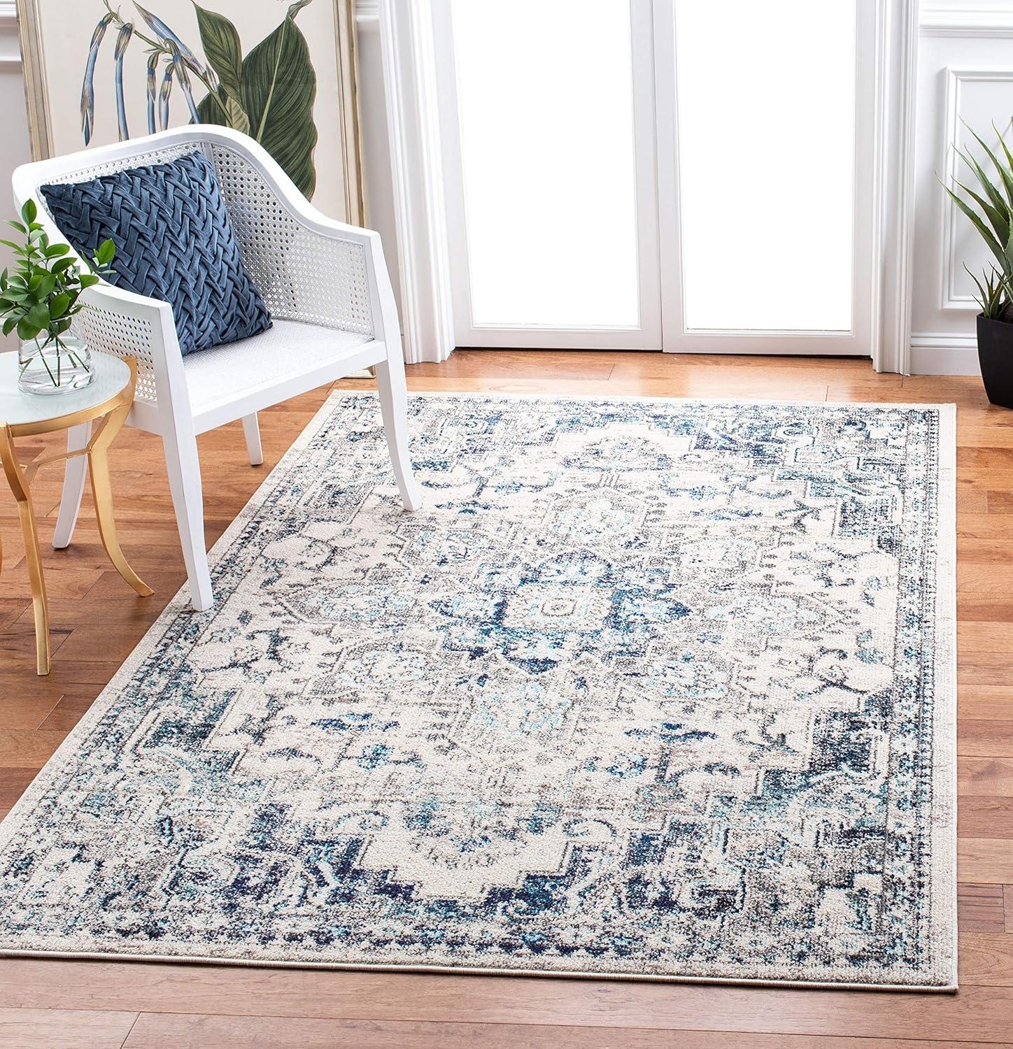 Madison MAD473 Power Loomed Indoor Accent Rug - Ivory/Grey - 3'x3' - Safavieh