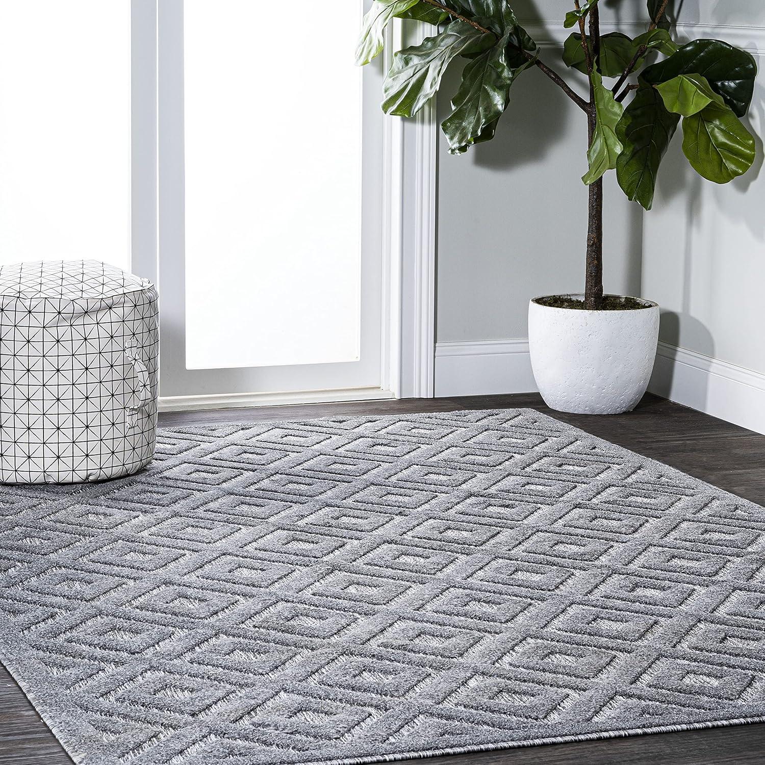 Portmany Neutral Diamond Trellis Indoor/Outdoor Area Rug - JONATHAN Y