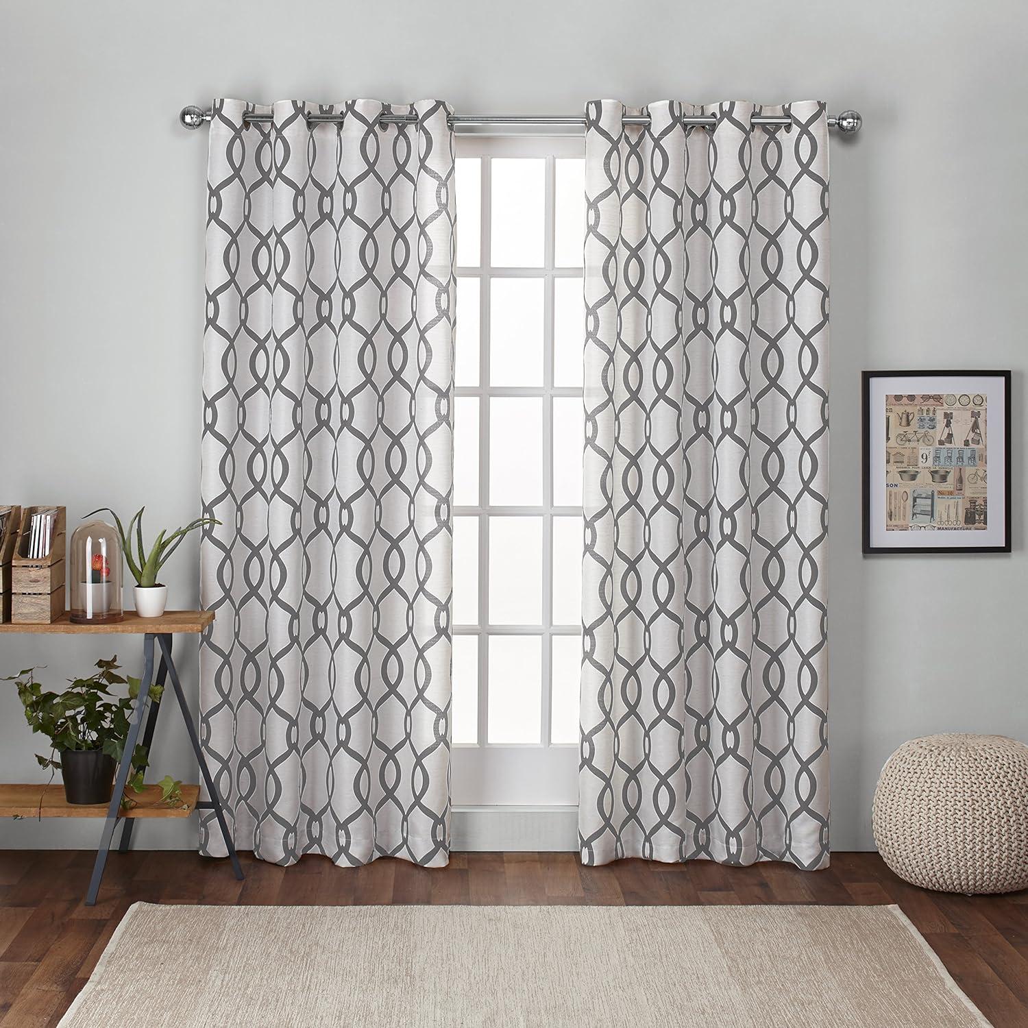 EXCLUSIVE HOME Kochi Light Filtering Linen Blend Grommet Top Curtain Panel Pair, 54"x84", Black Pearl