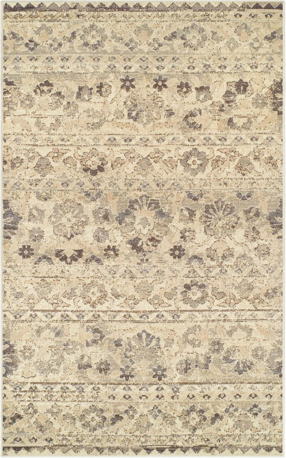 Fawn Beige 8' x 10' Floral Synthetic Area Rug