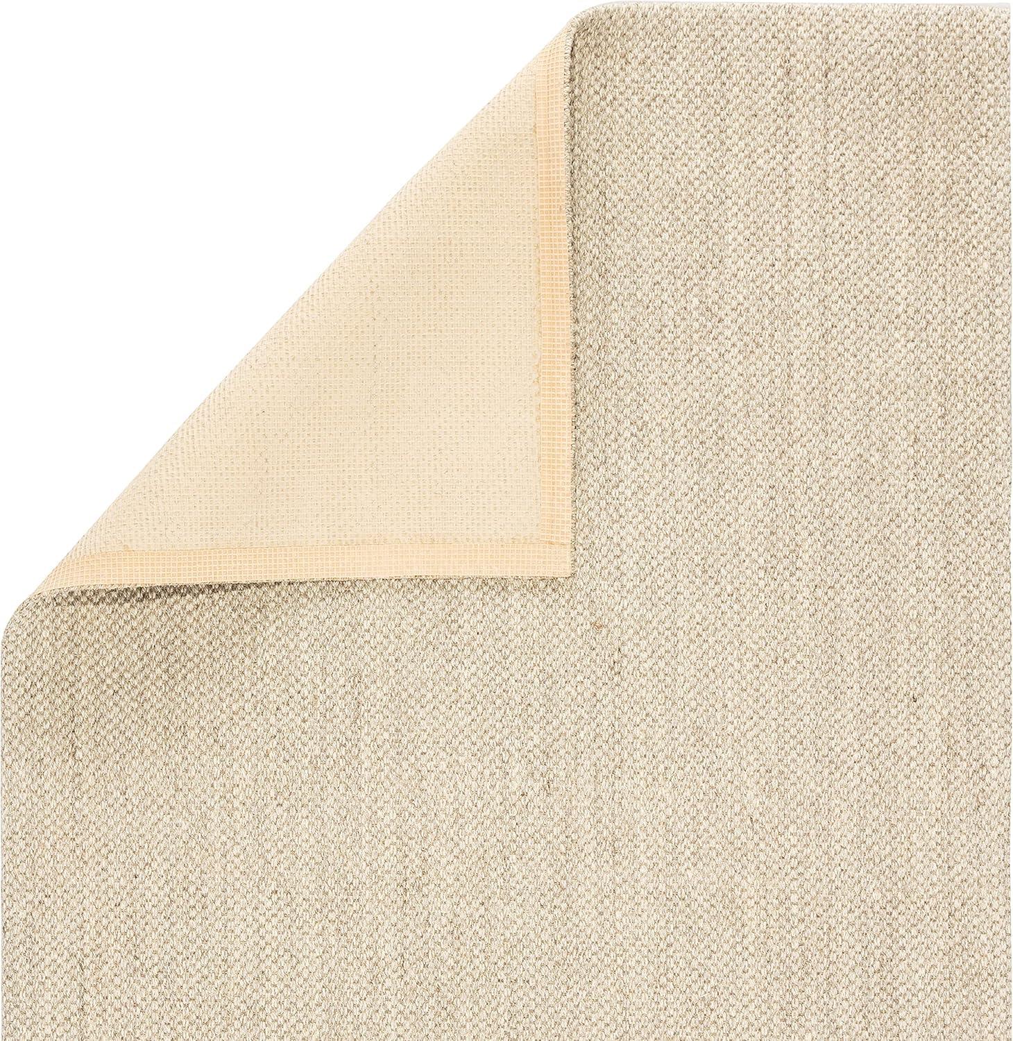 Ivory Wool Flat Woven Reversible 5'x8' Area Rug