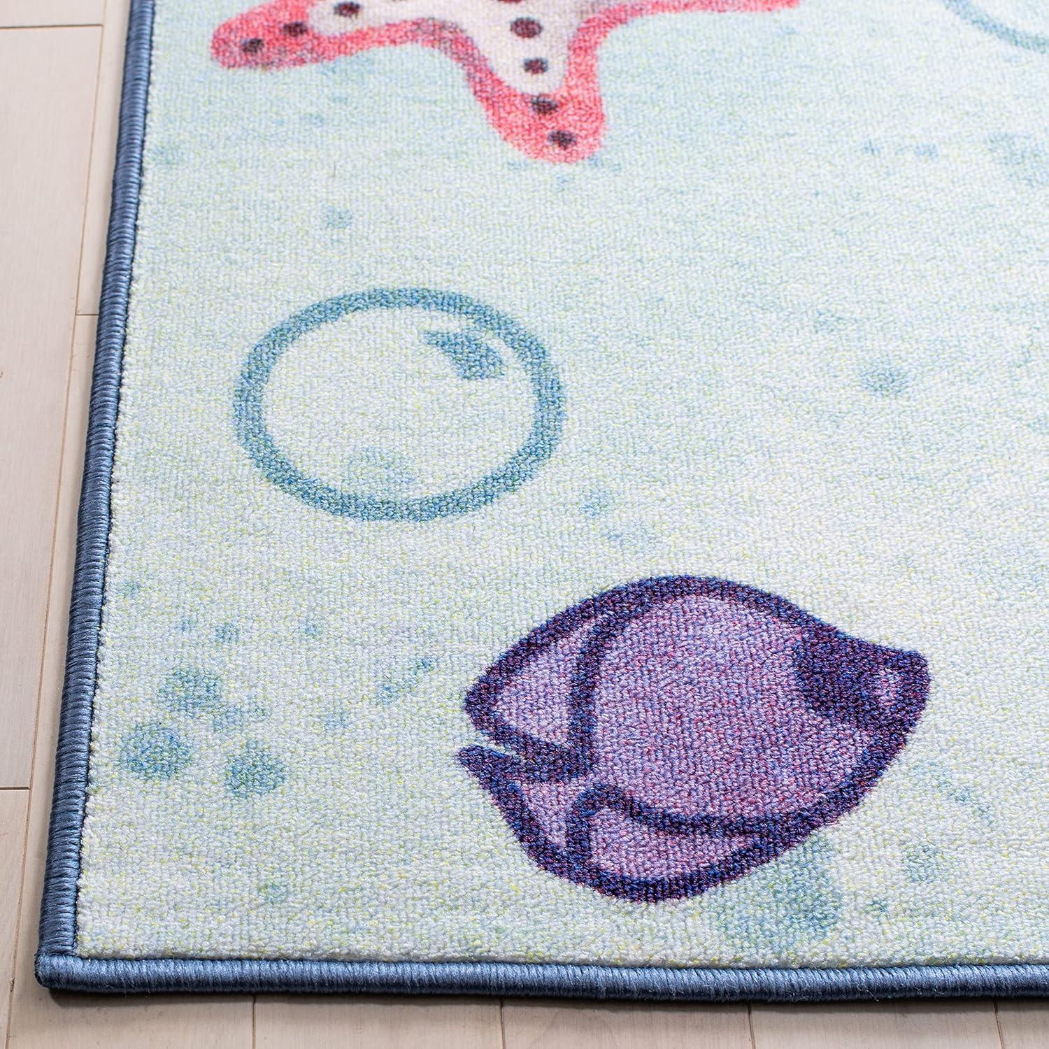 Blue and Grey Kids Playhouse Underwater Hopscotch Rug