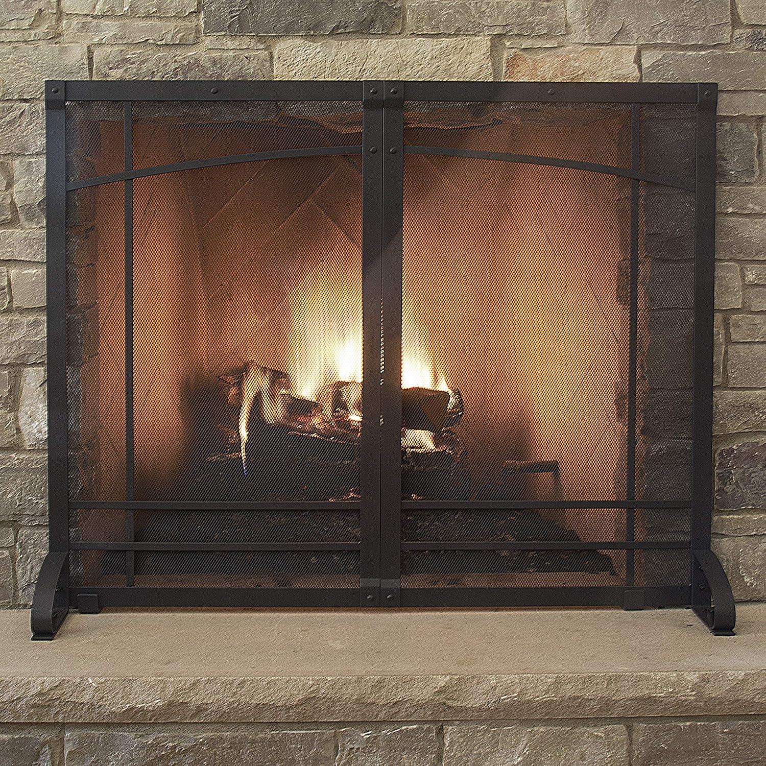 Amherst Iron Black Mesh Single Panel Fireplace Screen