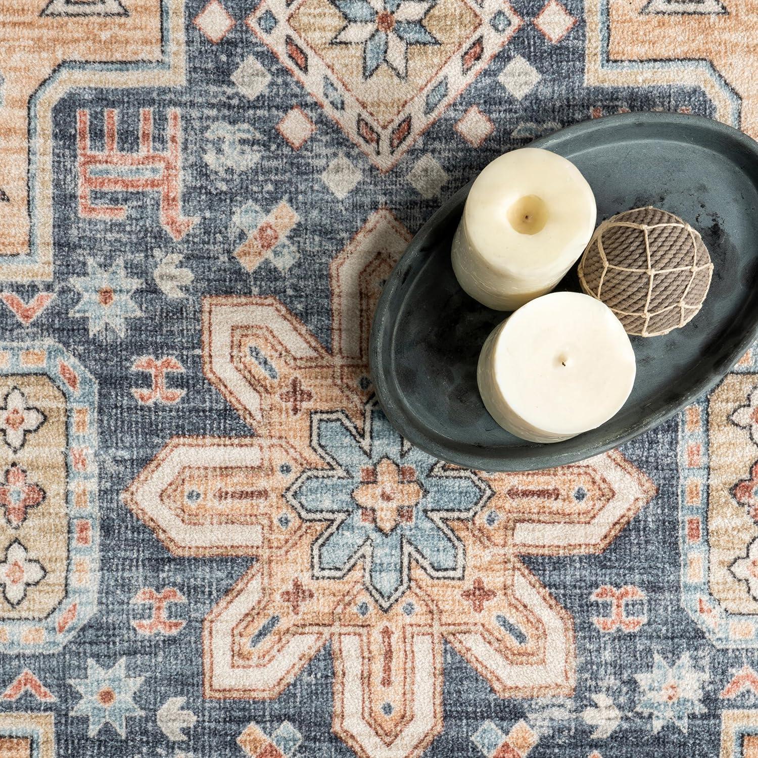 Nuloom Jordan Medallion 3x5 Machine Washable Accent Indoor Area Rug for Living Room Bedroom Dining Room Entryway Kitchen, Sand/Grey