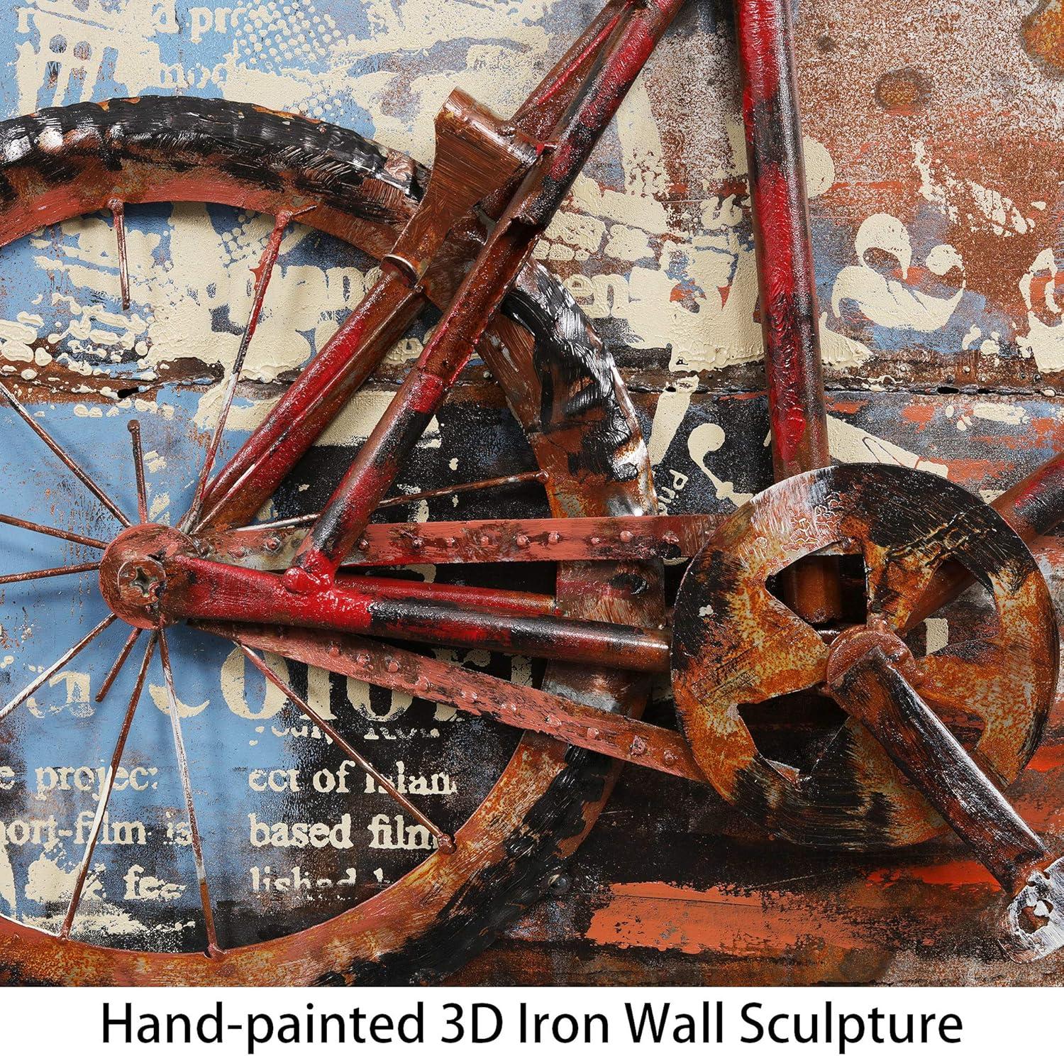 Empire Art Direct  Primo Mixed Media Hand Painted Iron Wall Sculpture - Biking