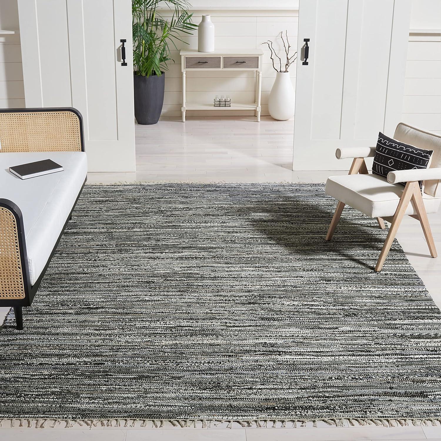 Rag Area Rug RAR128 Hand Woven Area Rug - Grey - 8'x10' - Safavieh.