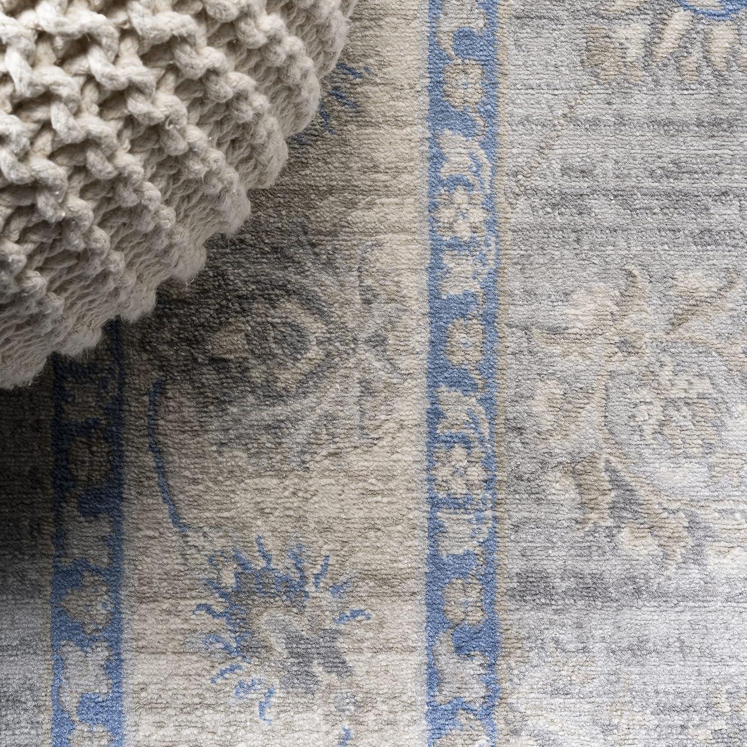 4' X 6' Modern Persian Vintage Moroccan Traditional Area Rug, Gray/Blue - JONATHAN Y