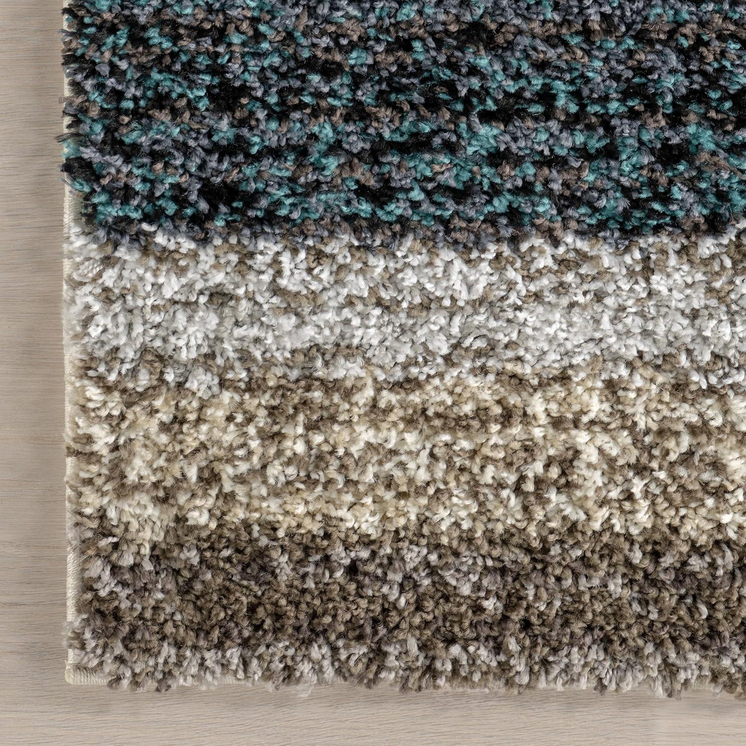 Striped Shaggy Woven Rug - nuLoom