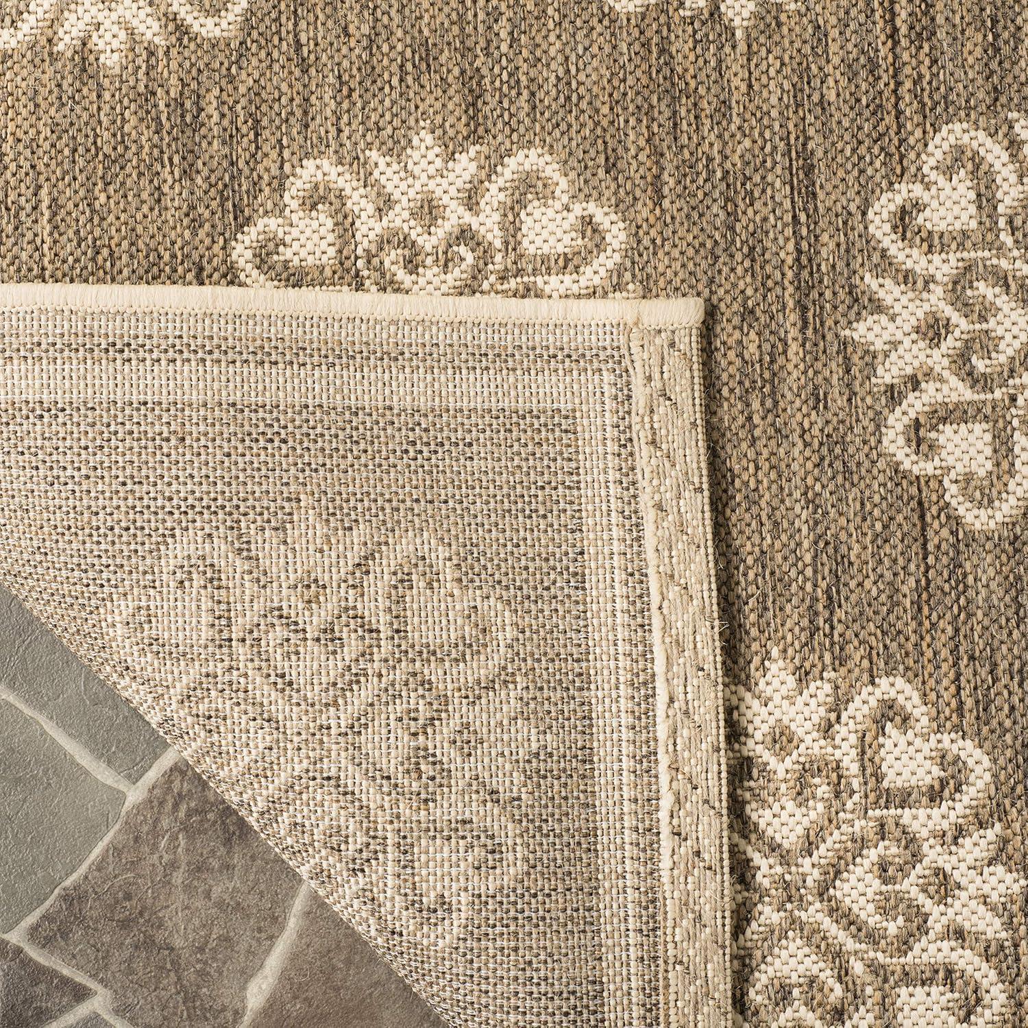 Beach House BHS181 Power Loomed Indoor/Outdoor Area Rug - Beige/Cream - 6'7"x9'2" - Safavieh