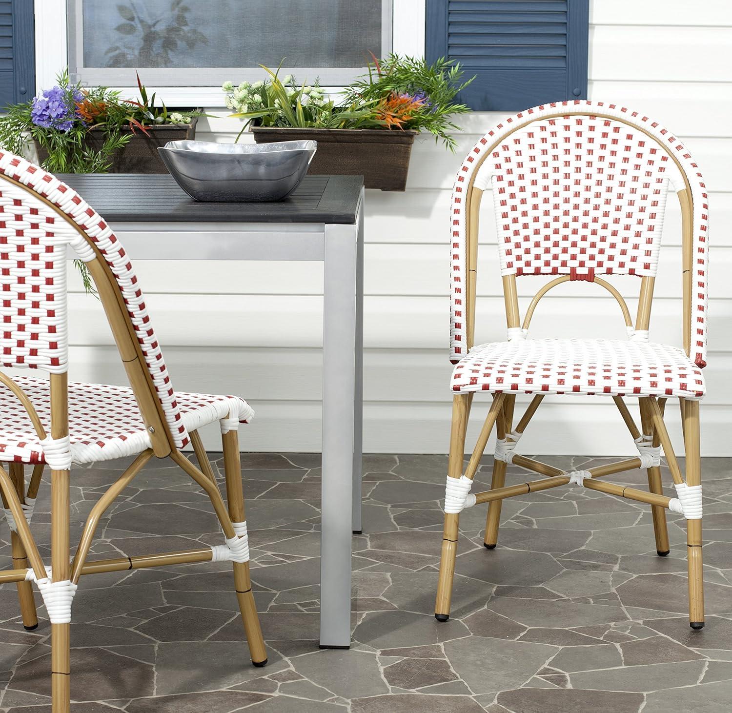 Salcha Side Chair (Set Of 2) - Indoor/Outdoor - FOX5210 - Red/White - Safavieh
