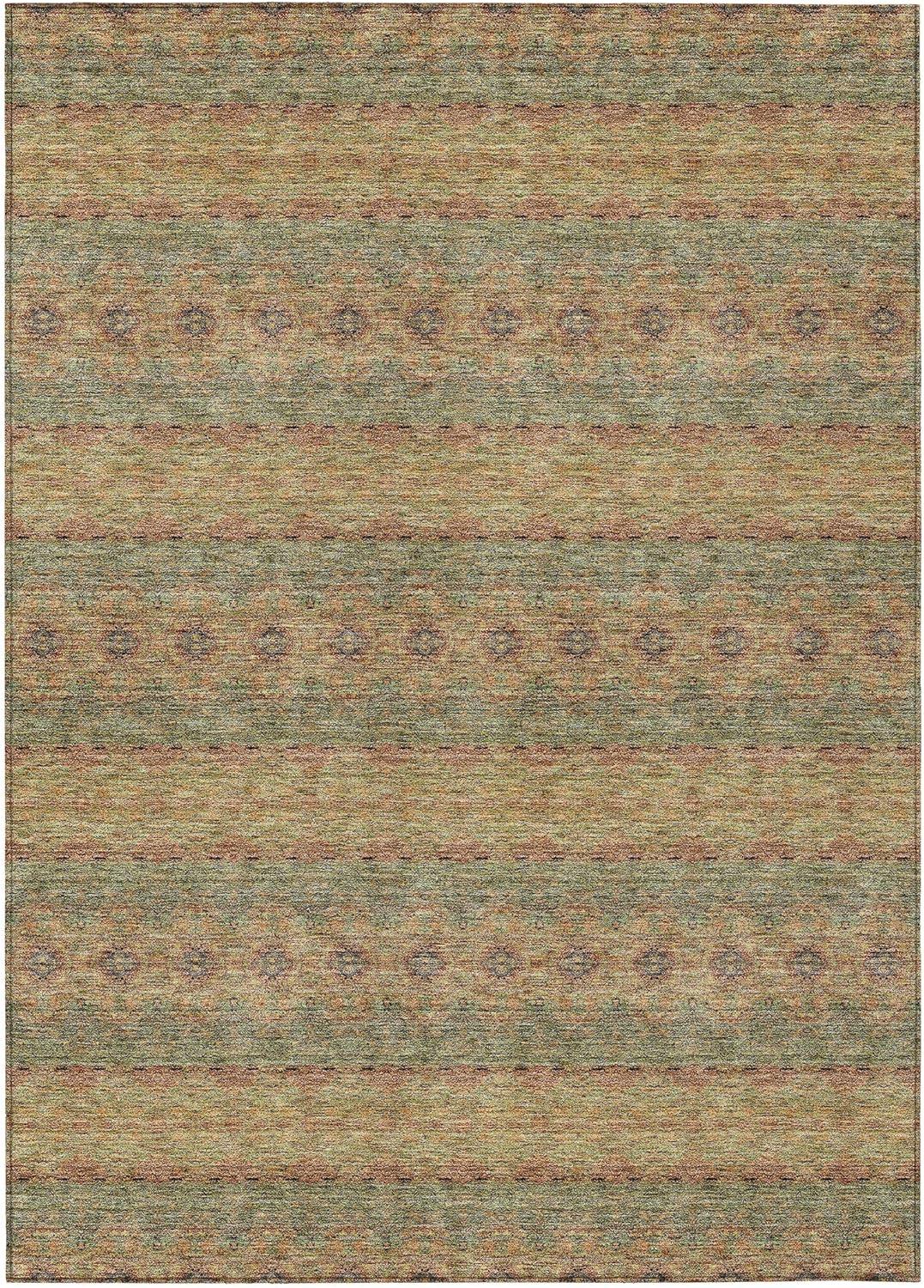 Green Flat Woven Synthetic 9' x 12' Bohemian Area Rug