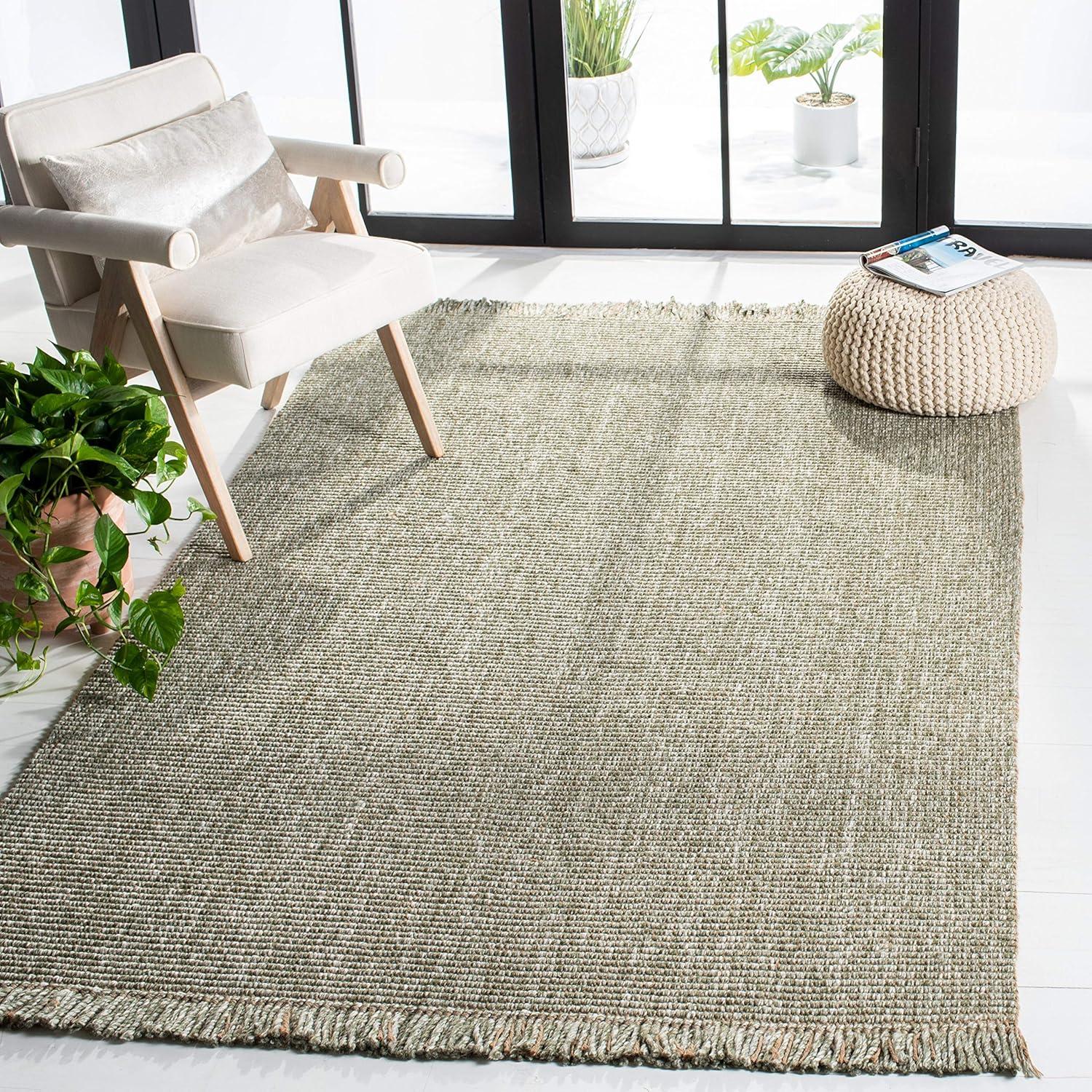 Natural Fiber NF826 Hand Woven Indoor Area Rug - Green/Natural - 5'x8' - Safavieh