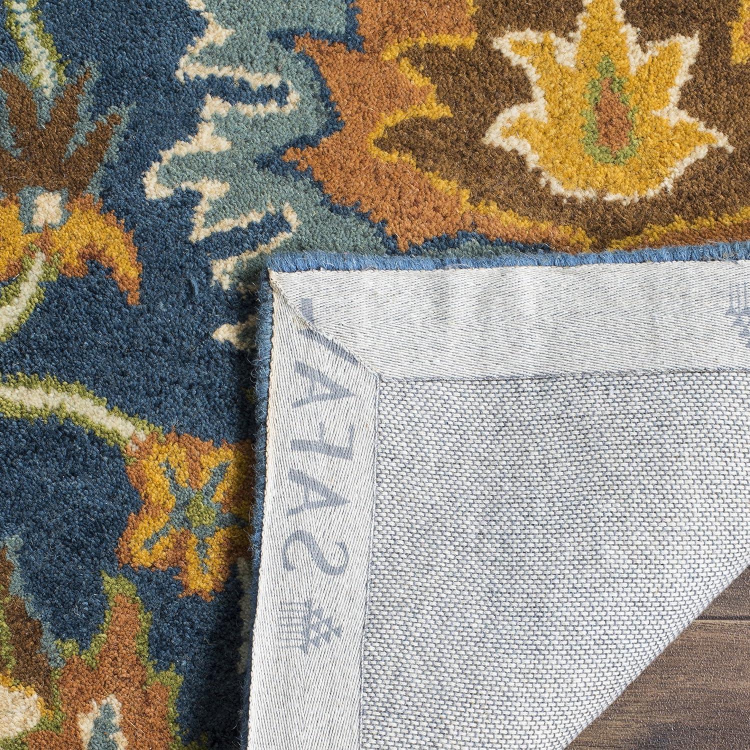 SAFAVIEH Heritage Sharla Floral Wool Area Rug, Navy, 6' x 6' Square