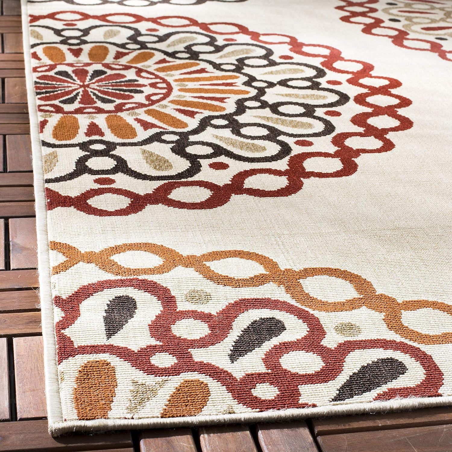 Veranda VER092 Power Loomed Indoor/Outdoor Area Rug - Cream/Blue - 9'x12' - Safavieh