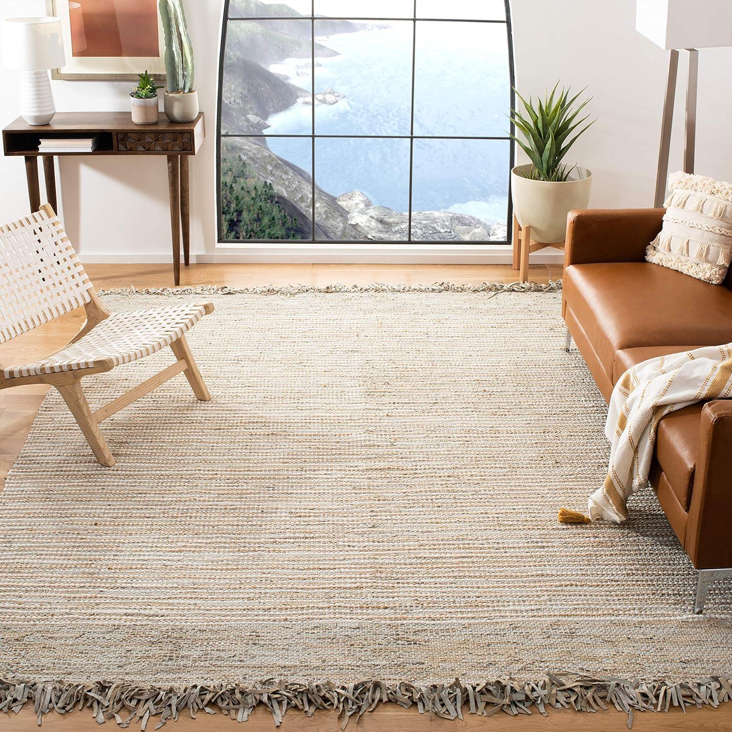 Vintage Leather VTL373 Hand Woven Indoor Area Rug - Beige/Multi - 8'x10' - Safavieh.