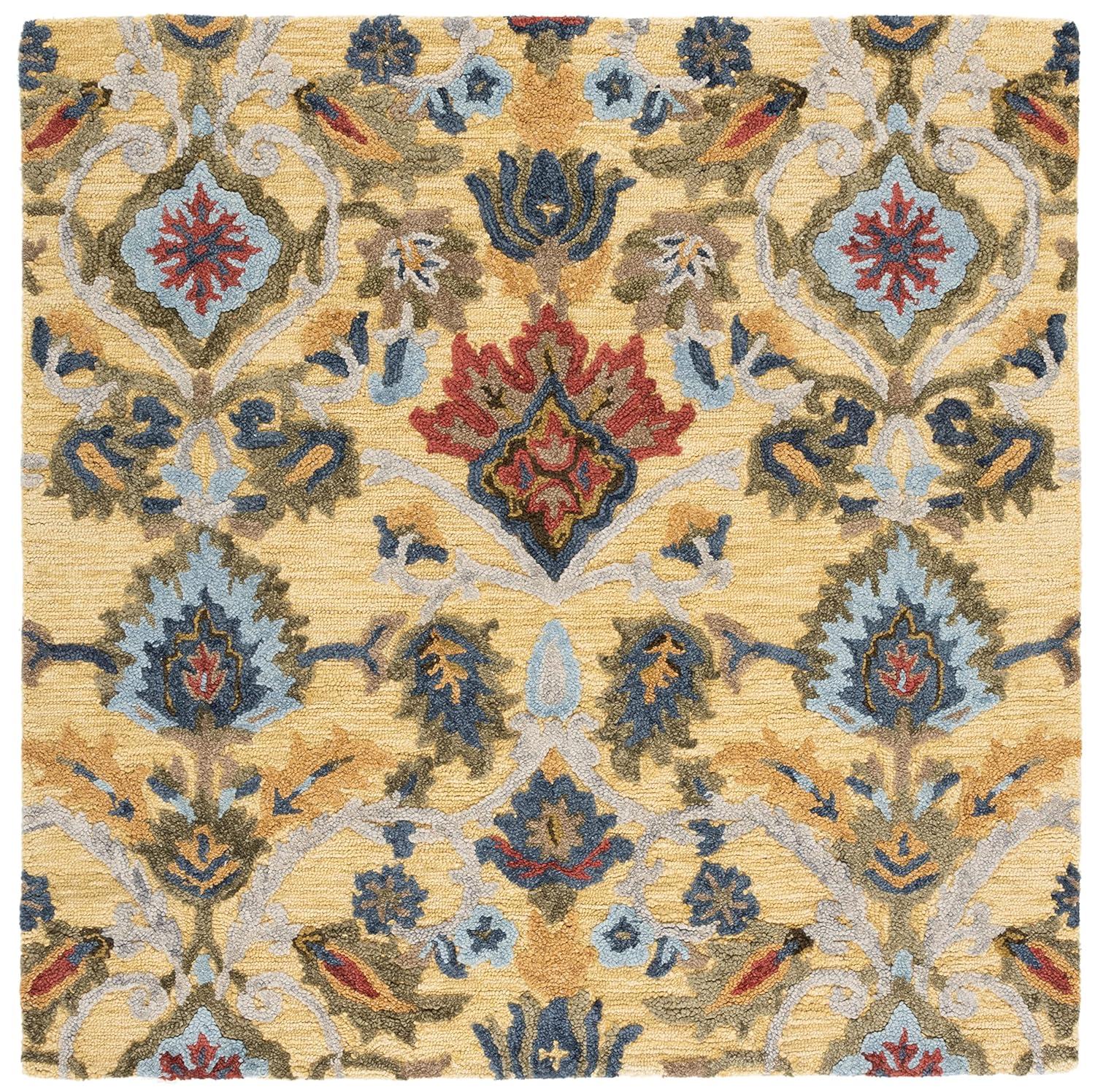 Blossom BLM402 Hand Tufted Area Rug - Gold/Multi - 6'x6' - Safavieh.