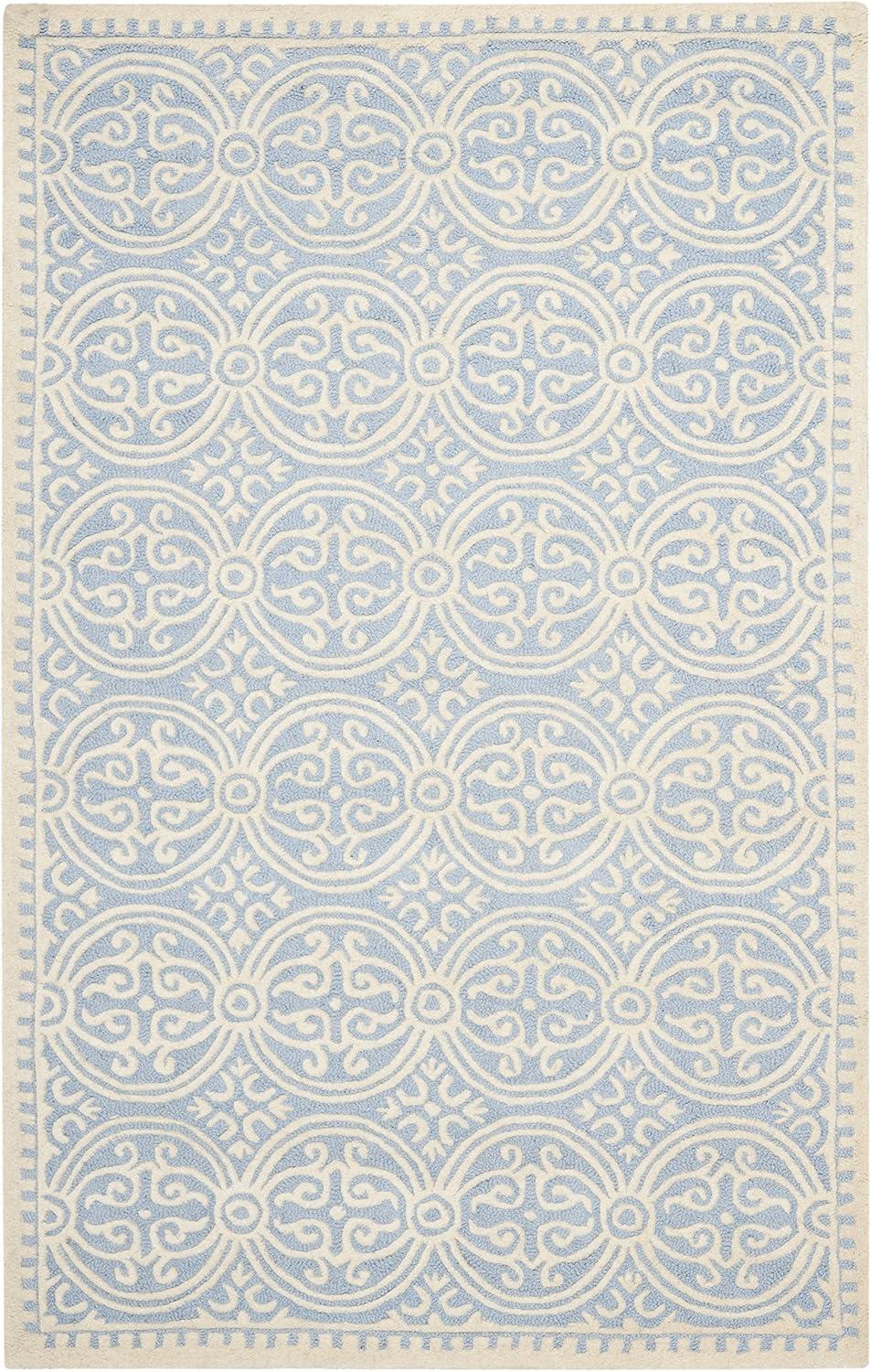 Elysian Light Blue Hand-Tufted Wool 4' x 6' Moroccan Trellis Rug