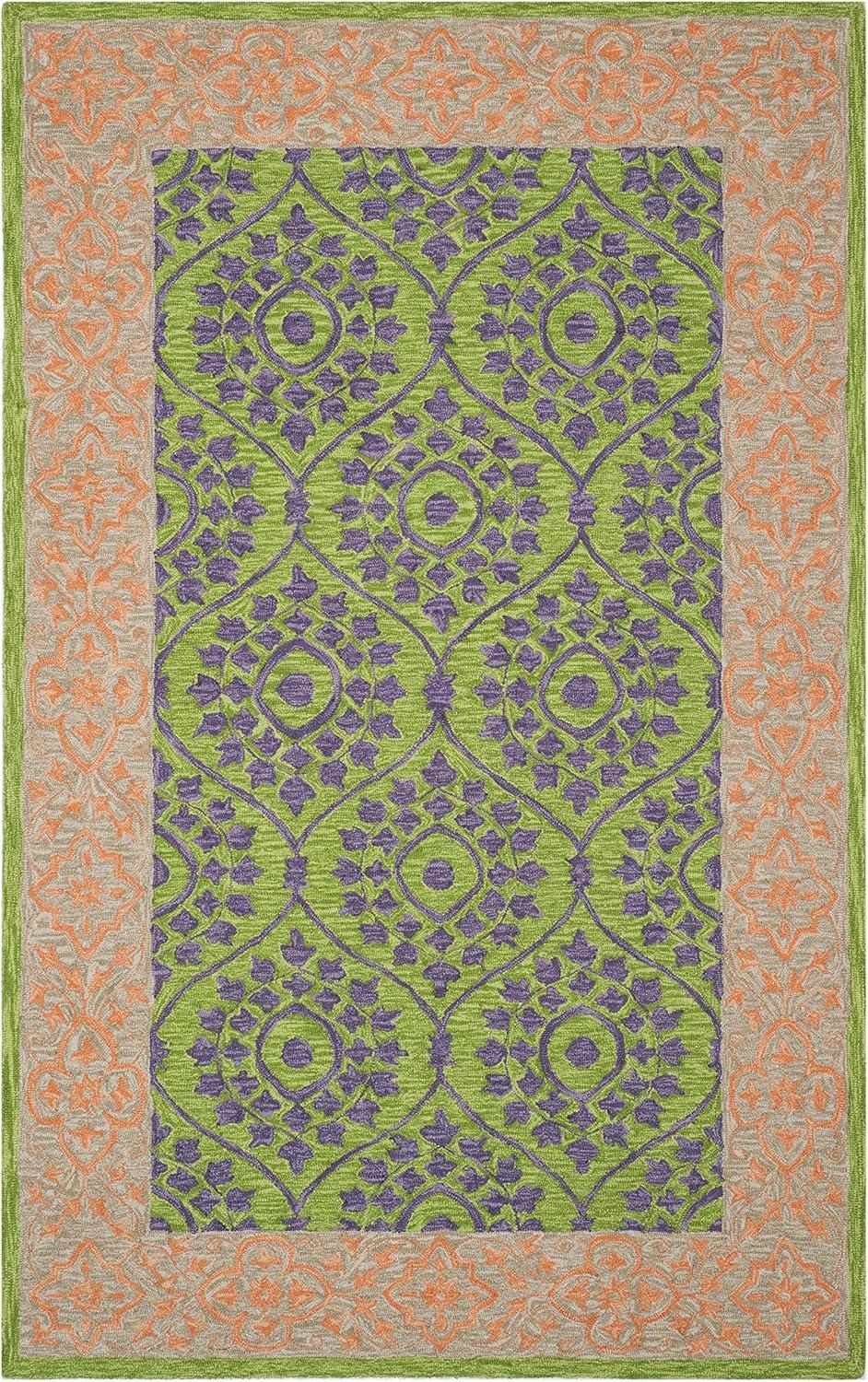 Suzani SZN102 Hand Hooked Indoor Area Rug - Green/Violet - 5'x8' - Safavieh.