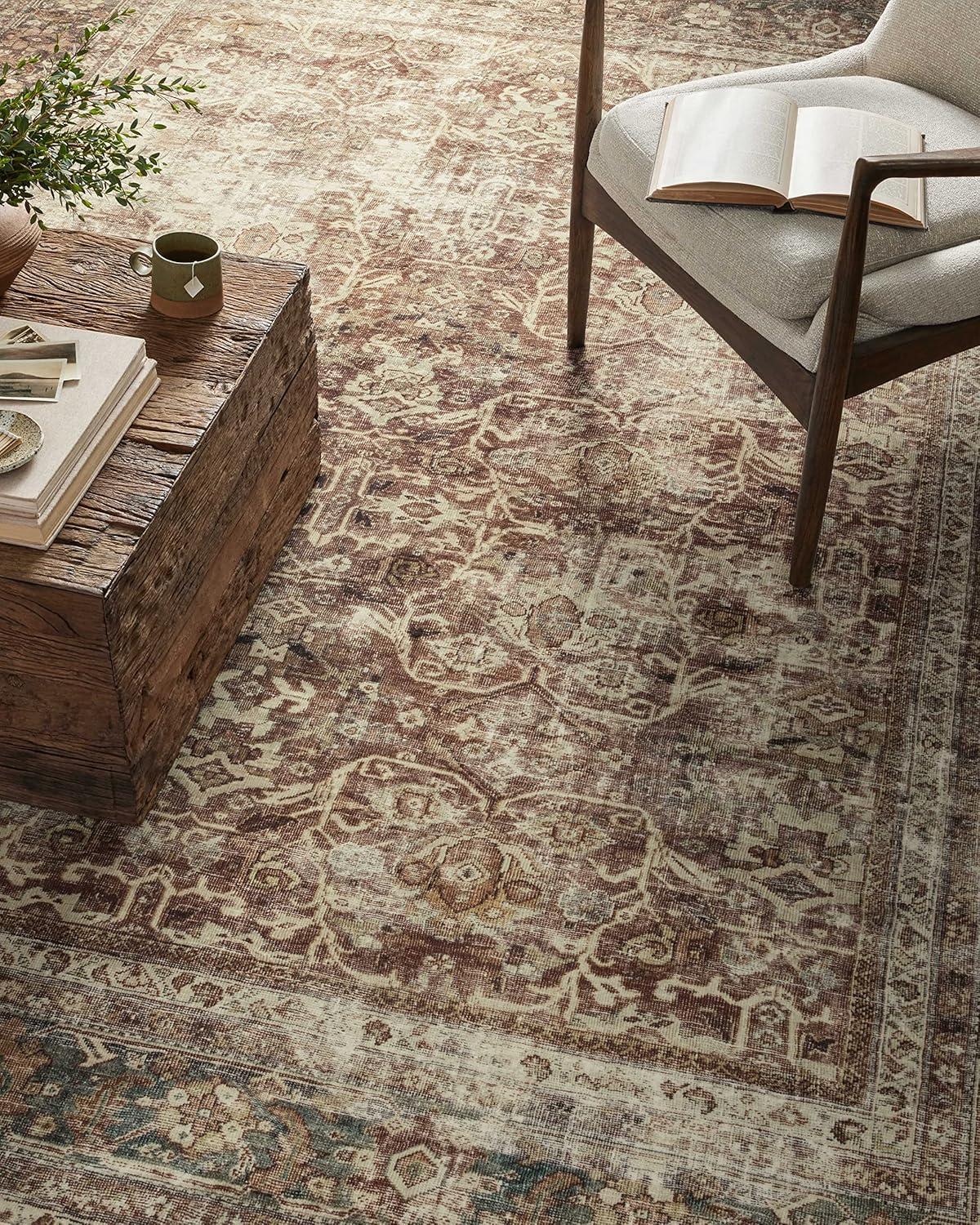 Sinclair I Rug by Magnolia Home by Joanna Gaines x Loloi - Rust and Lagoon / 5' x 7'