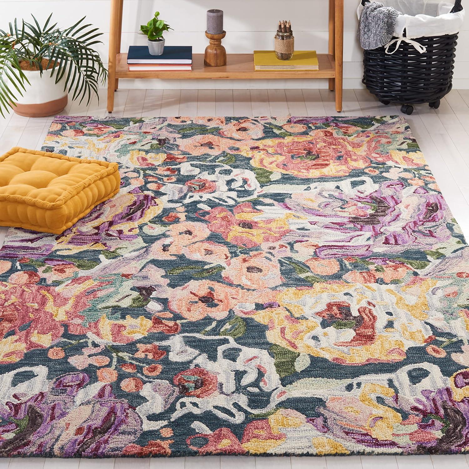 SAFAVIEH Blossom Jaylen Floral Area Rug, Blue/Purple, 3' x 5'