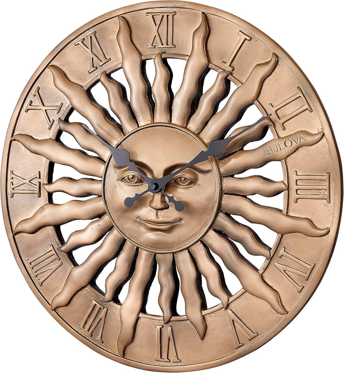 Indoor Outdoor 3-Dimensional Raised Design 14.3 in. Wall Clock with Resin Case