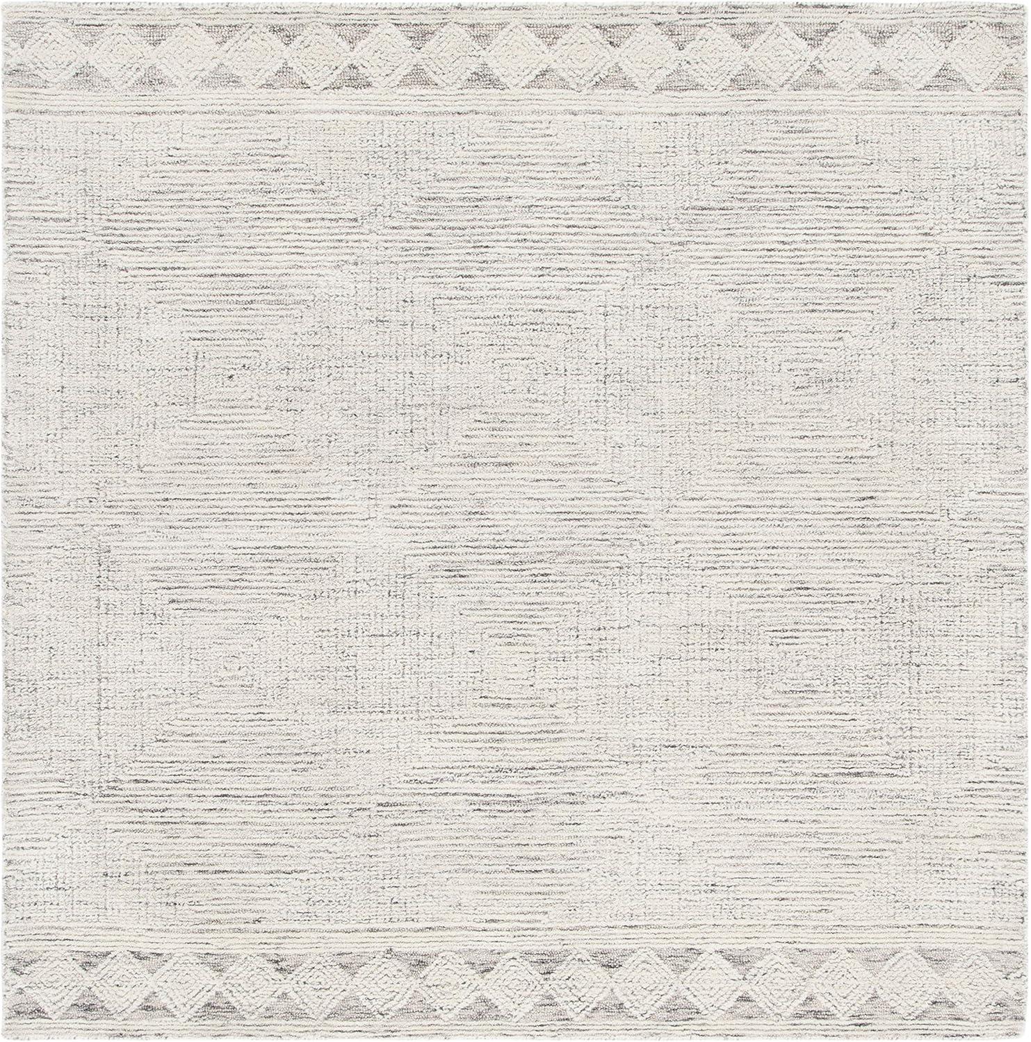 Abstract ABT349 Hand Tufted Area Rug - Ivory/Grey - 8'x8' - Safavieh .