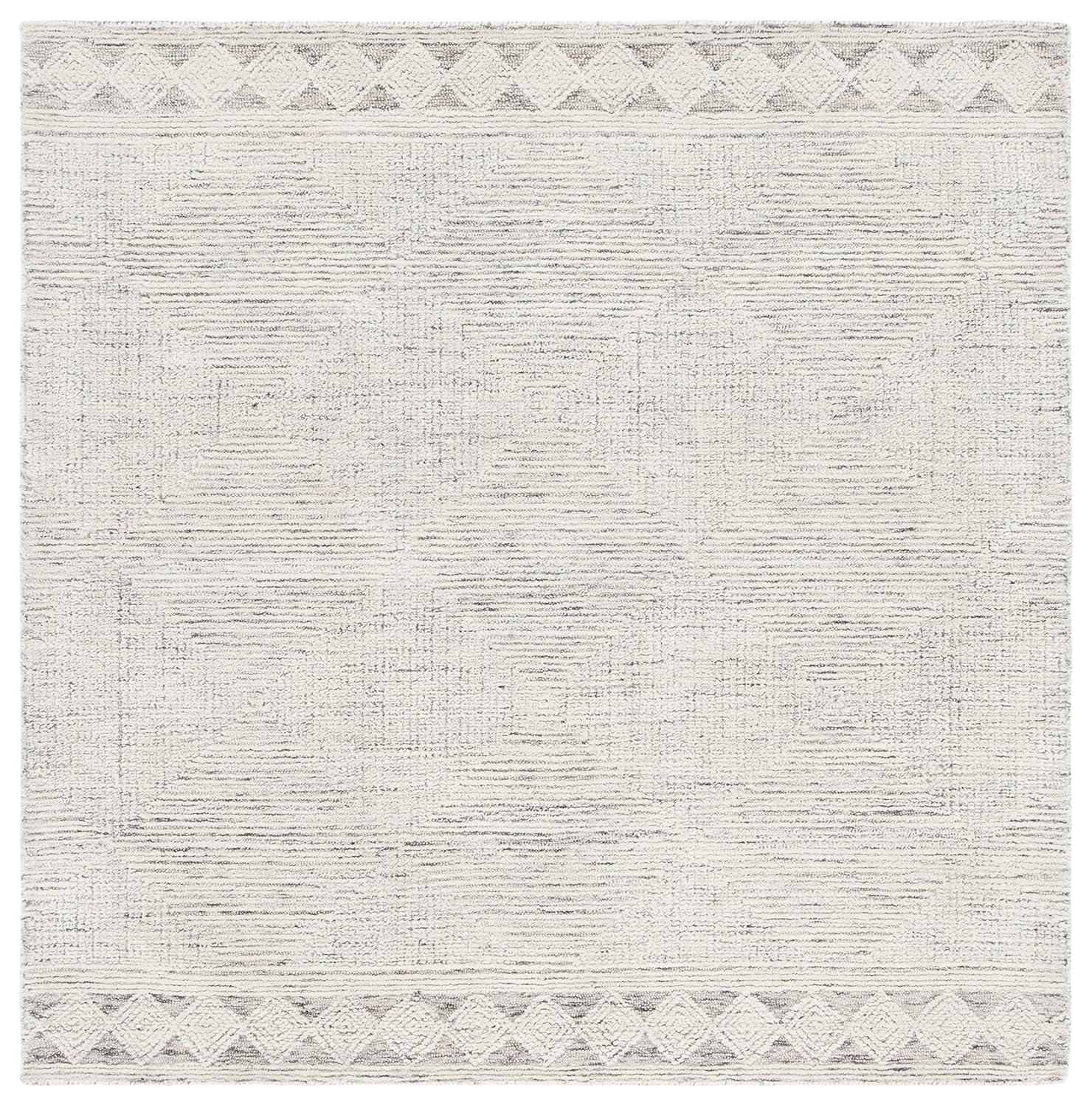 Abstract ABT349 Hand Tufted Area Rug - Ivory/Grey - 8'x8' - Safavieh .