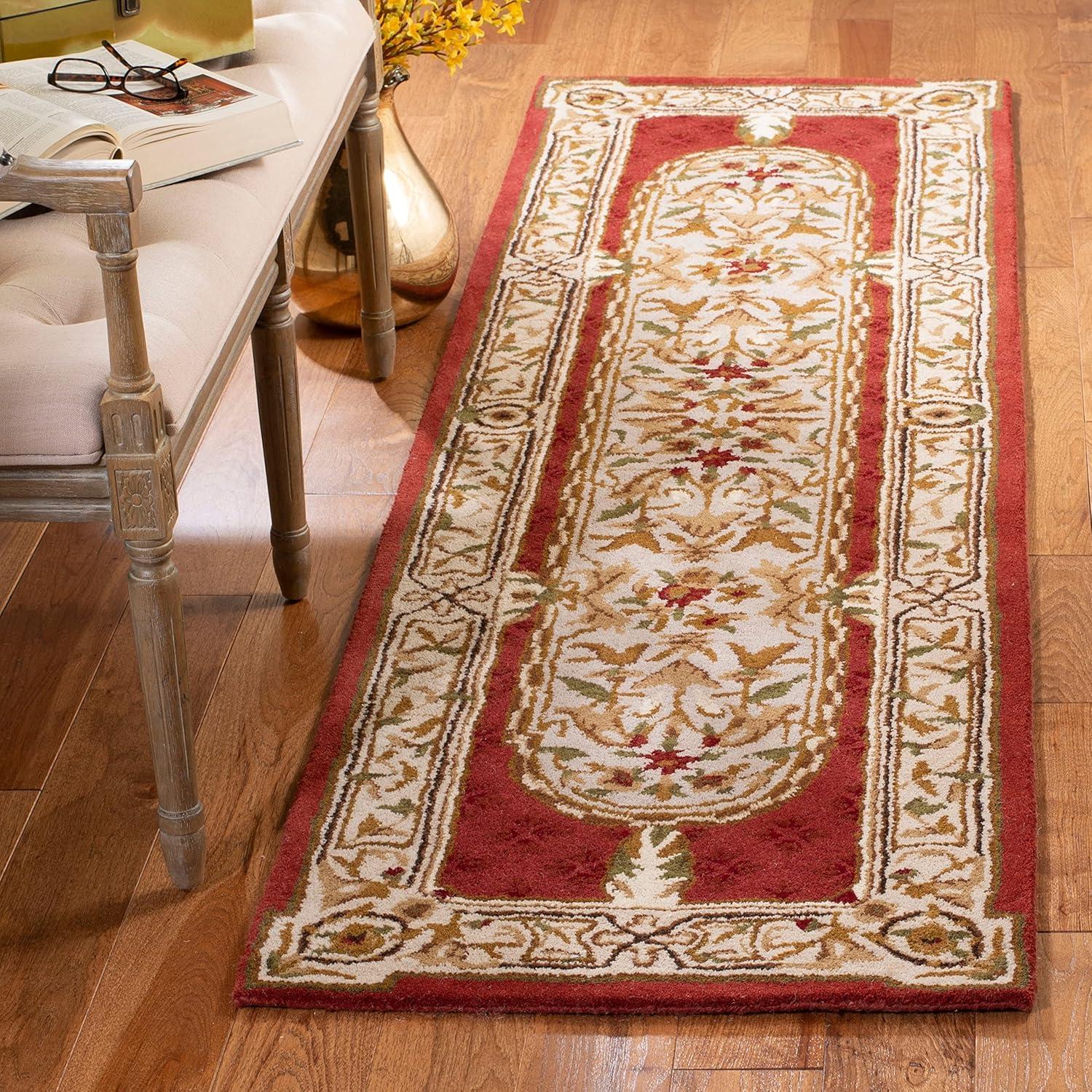 Handmade Burgundy Wool-Cotton Tufted Rectangular Area Rug