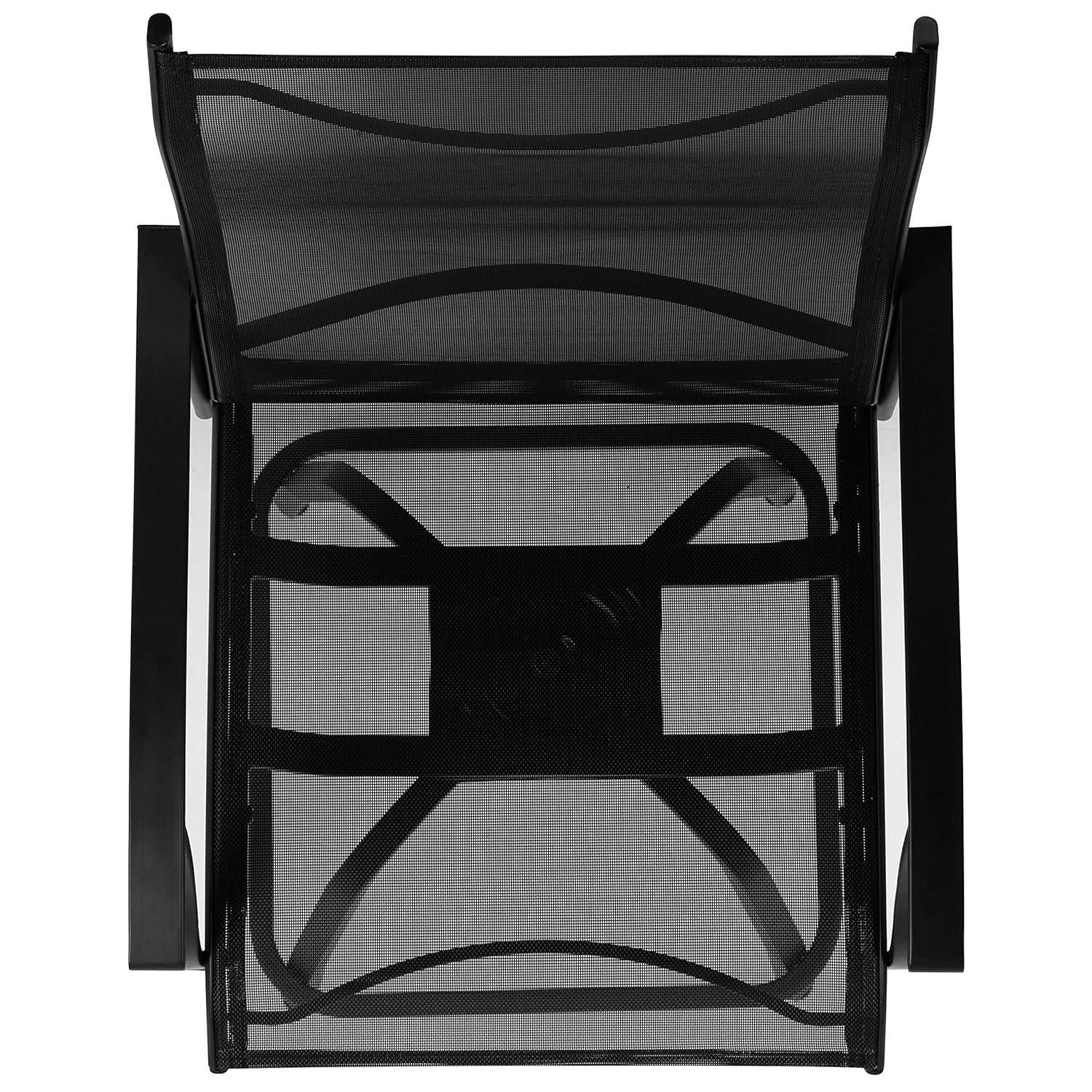 Flash Furniture Patio Bar Height Stools Set of 2, All-Weather Textilene Swivel Patio Stools and Deck Chairs with High Back & Armrests in Black