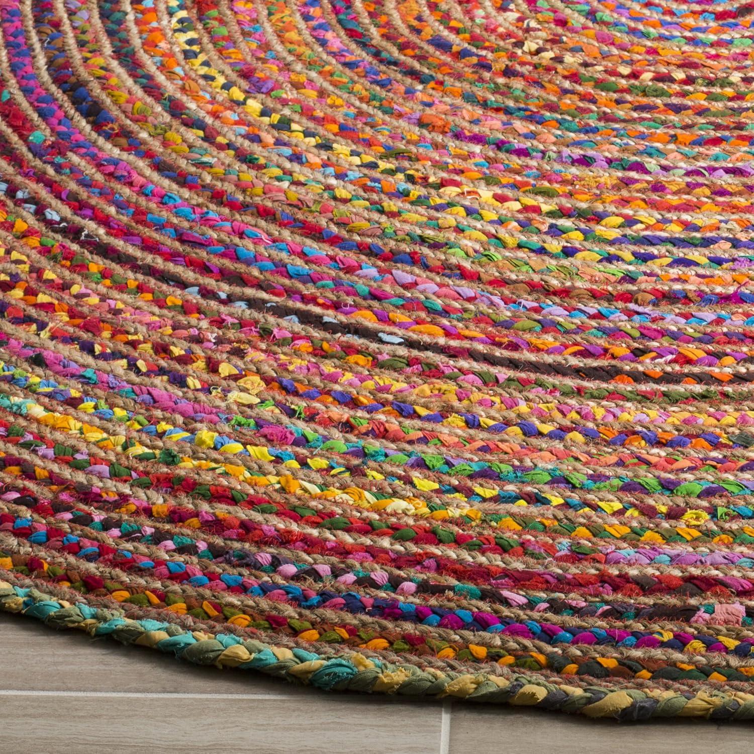 Cape Cod CAP202 Woven Indoor Area Rug - Red/Multi - 9'x9' Round - Safavieh