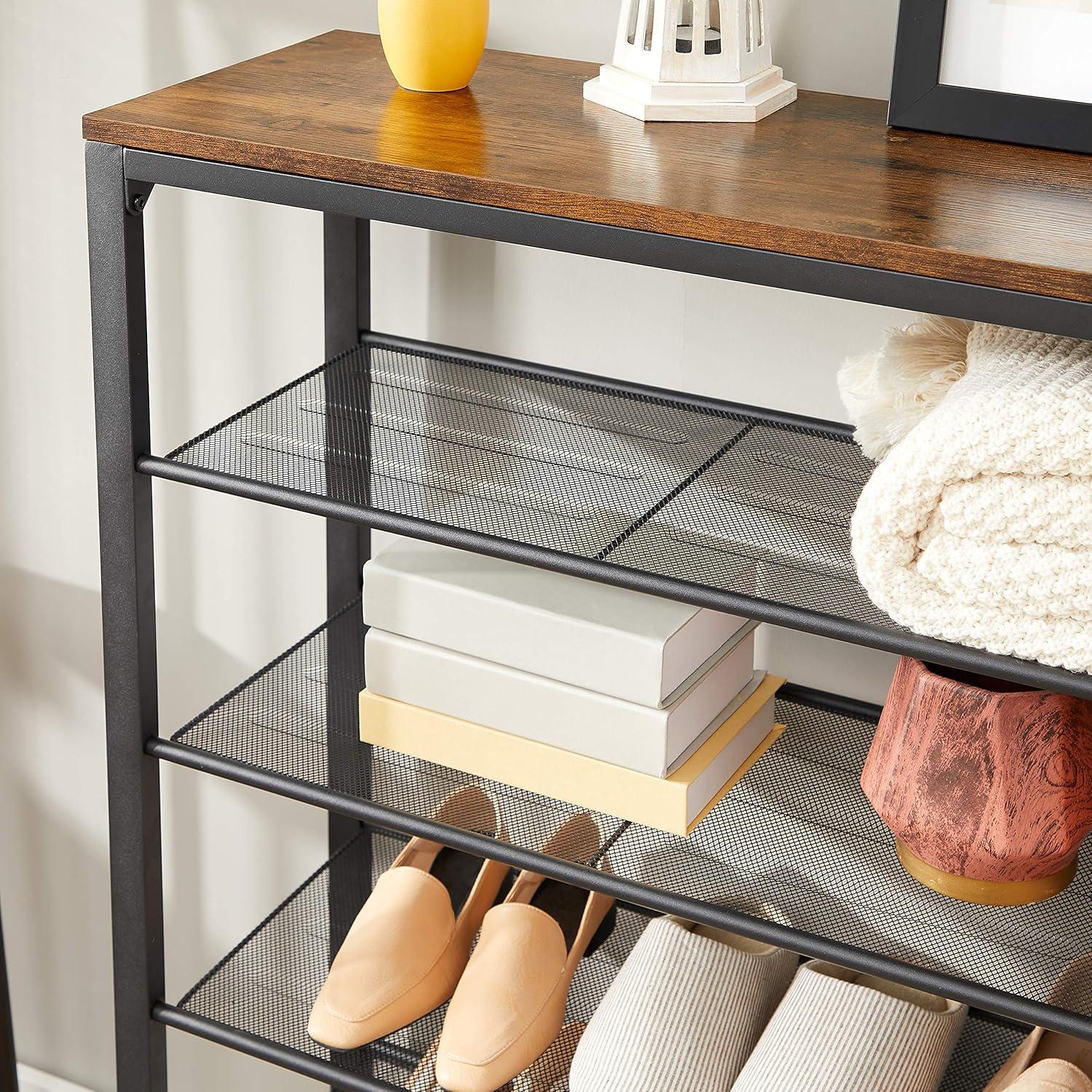 6-Tier Shoe Rack 24-30 Pairs of Shoes Shelf Storage Organizer for Closet Shoe Rack Organizer with 5 Metal Mesh Shelves