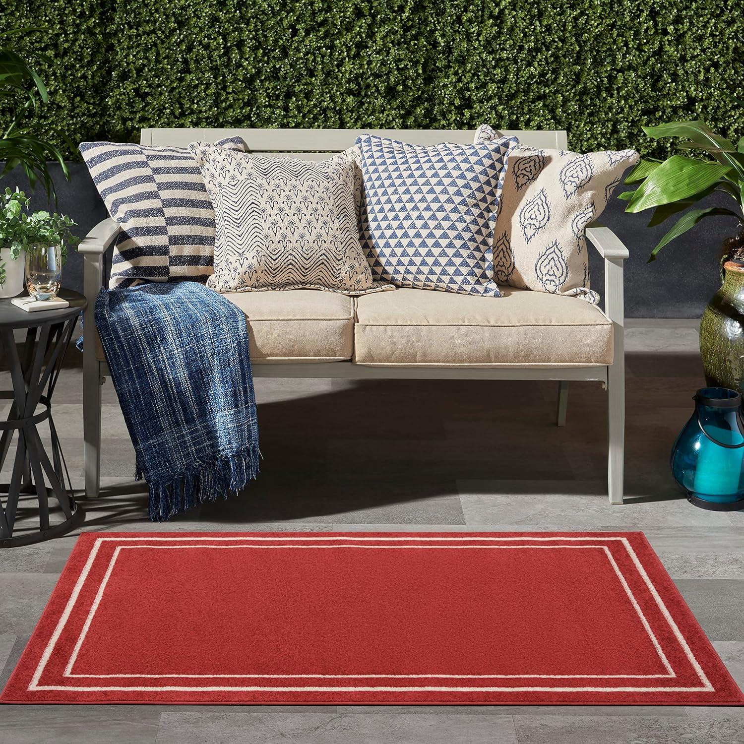 Nourison Essentials 3' x 5' Brick/Ivory Contemporary Indoor/Outdoor Rug