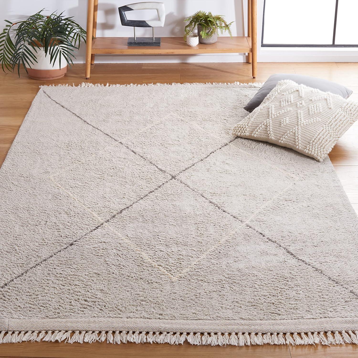 Easy Care ECR210 Hand Woven Machine Washable Indoor Area Rug - Grey/Ivory - 5'x8' - Safavieh