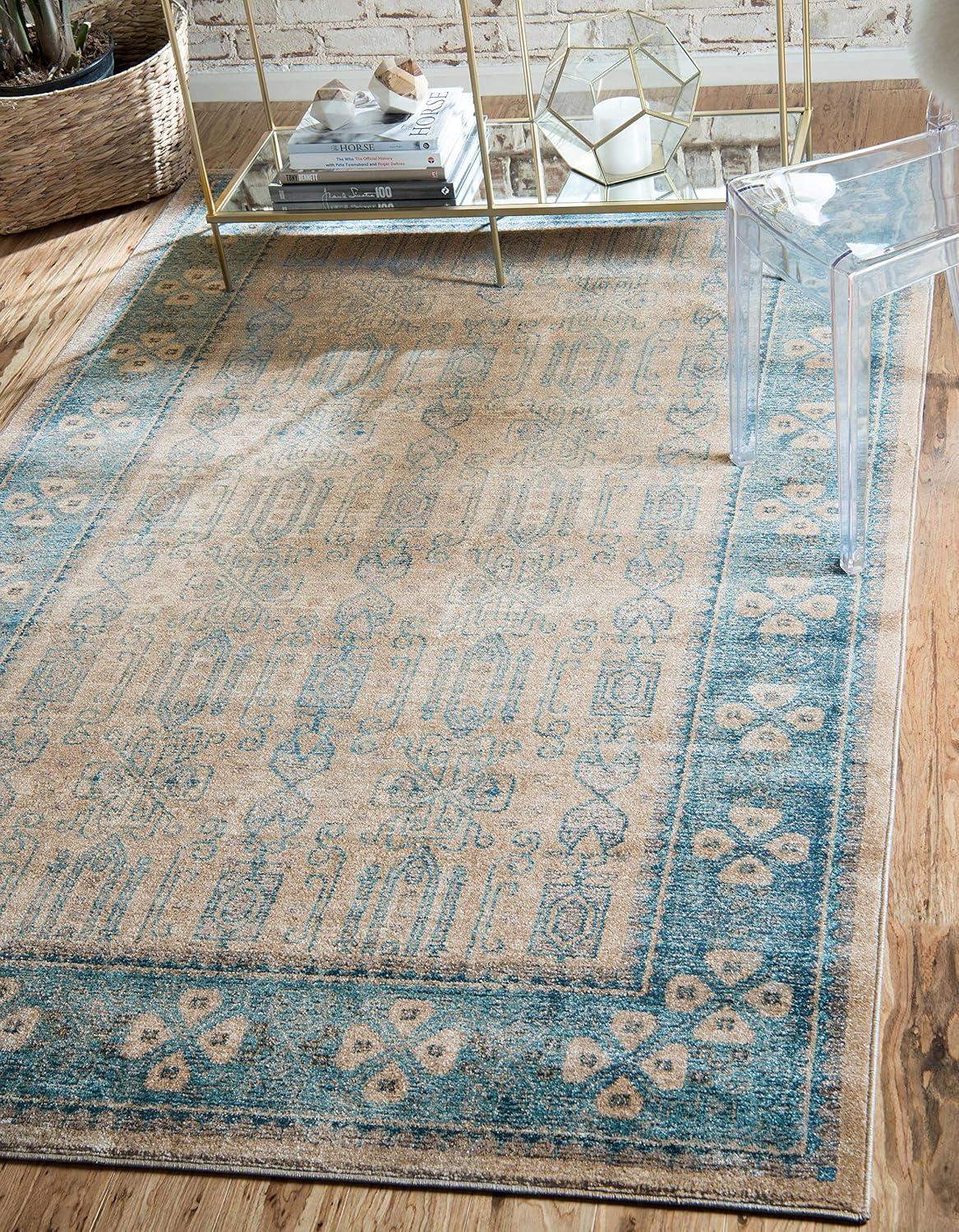 Unique Loom 4' 1 x 6' 1 Beige Salzburg Aigen Area Rug