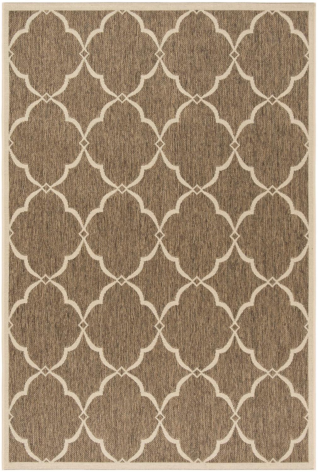 SAFAVIEH Beach House Nick Indoor/Outdoor Area Rug Aqua/Cream, 5'3" x 7'6"
