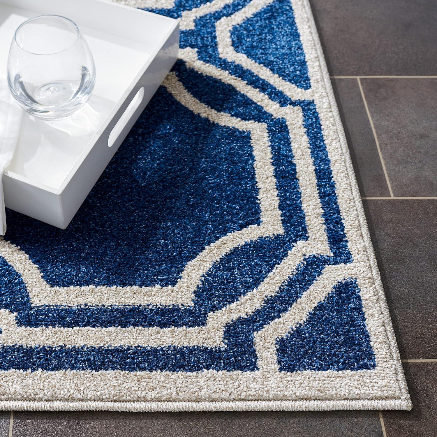 Amherst AMT411 Power Loomed Area Rug - Navy/Ivory - 8'x10' - Safavieh.
