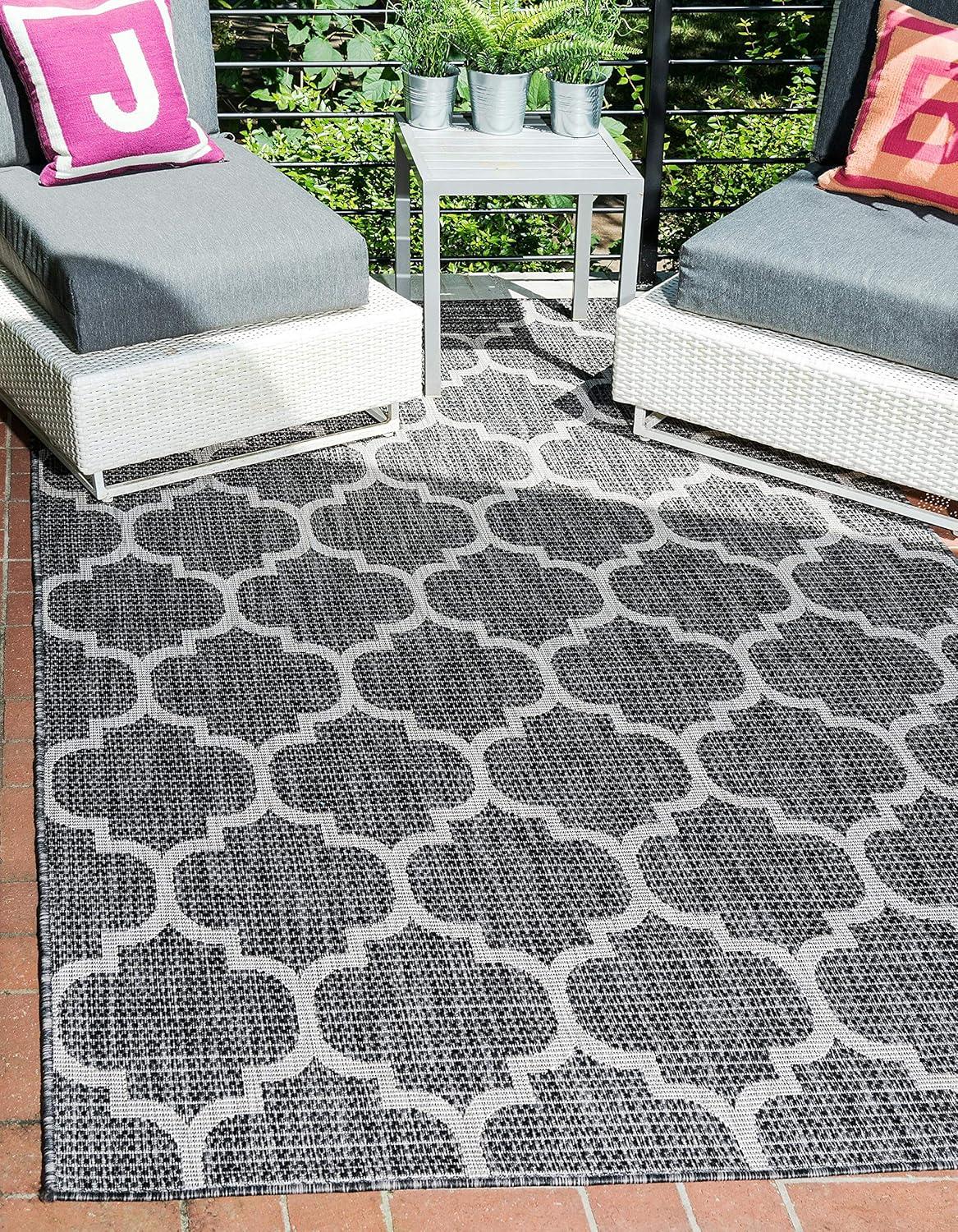 Unique Loom Outdoor Trellis Geometric Woven Area Rug