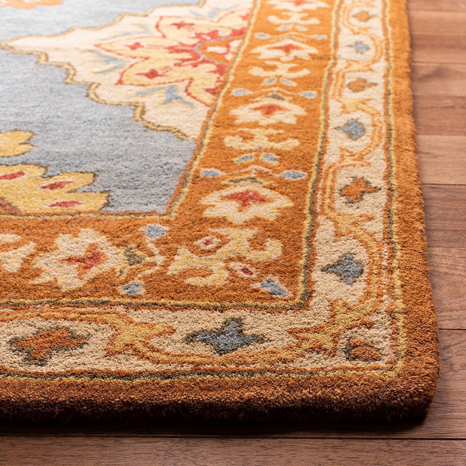 Heritage HG408 Handmade Area Rug - 5'x8' - Blue/Rust - Safavieh
