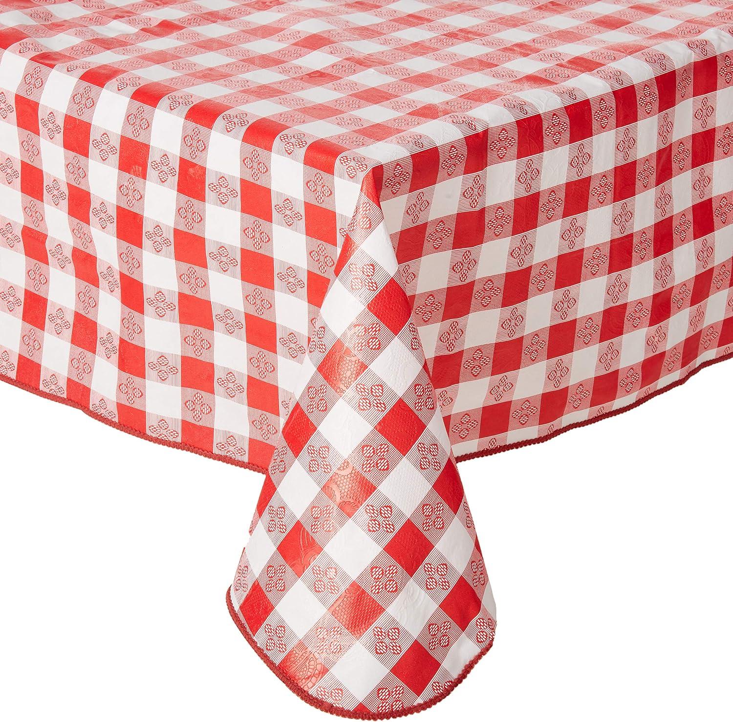 Red Rectangular Vinyl Tablecloth 52" x 70"