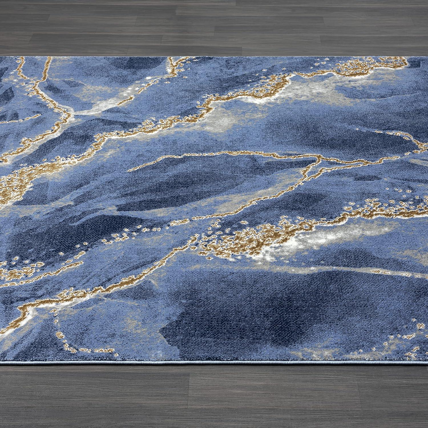 Abani Contemporary Abstract Turkish Area Rug, Laguna Collection Grey & Yellow Modern 2'3¨ x 12' Rectangle Accent Rugs