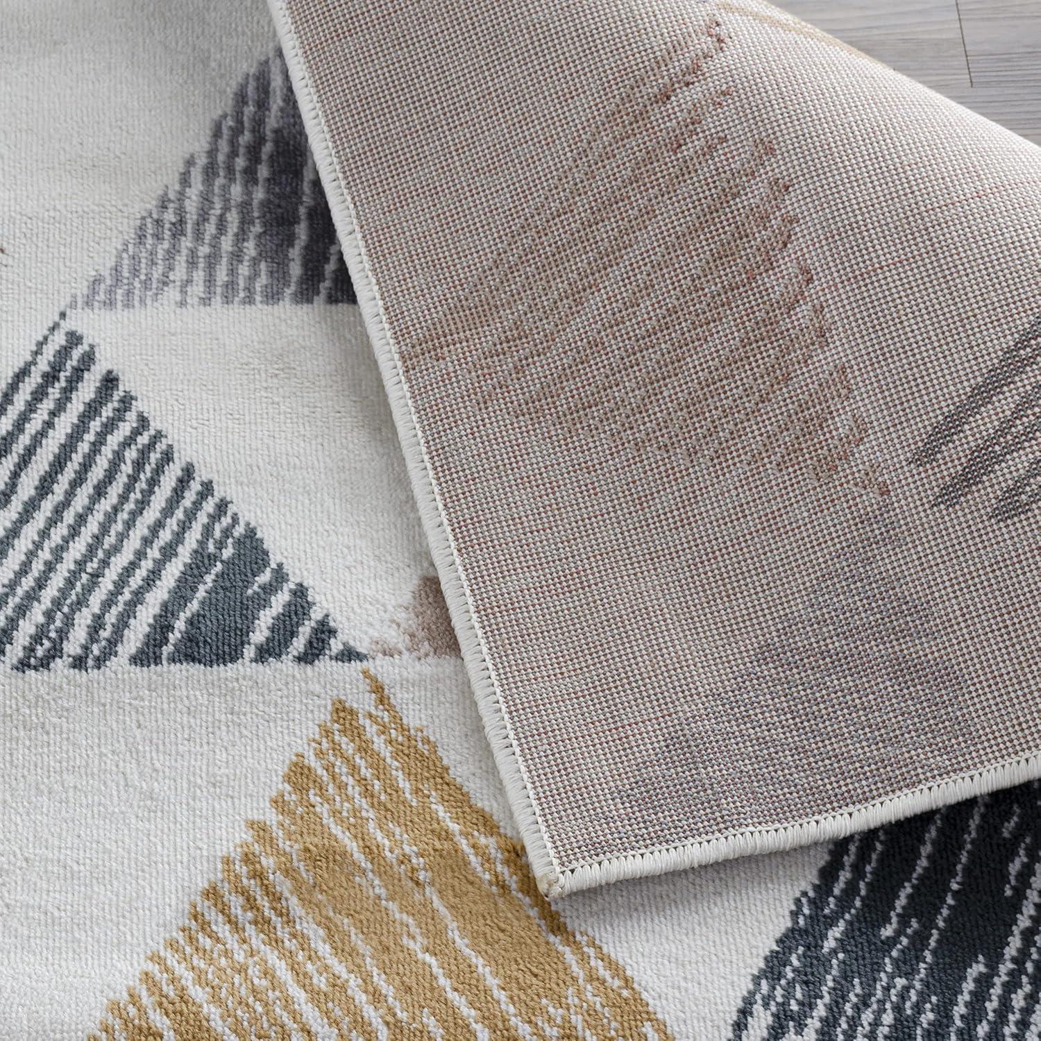 Superior Indoor Area Rug for Living/Dining/Family Room, Bedroom, Kitchen, Playroom, Durable Rug for Home and Office, On Tile & Carpet, Modern Geometric Casual, Adrija Collection - 8' x 10', Bone