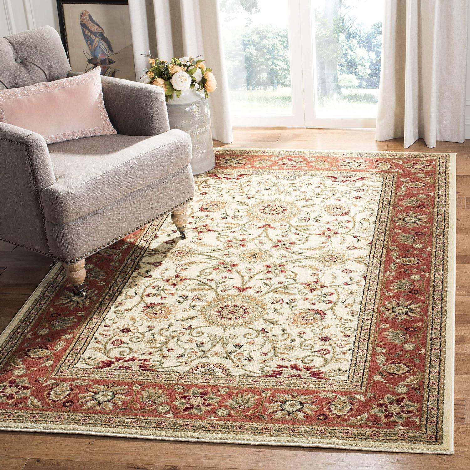 Lyndhurst LNH212 Power Loomed Area Rug - Ivory/Rust - 4'x6' - Safavieh