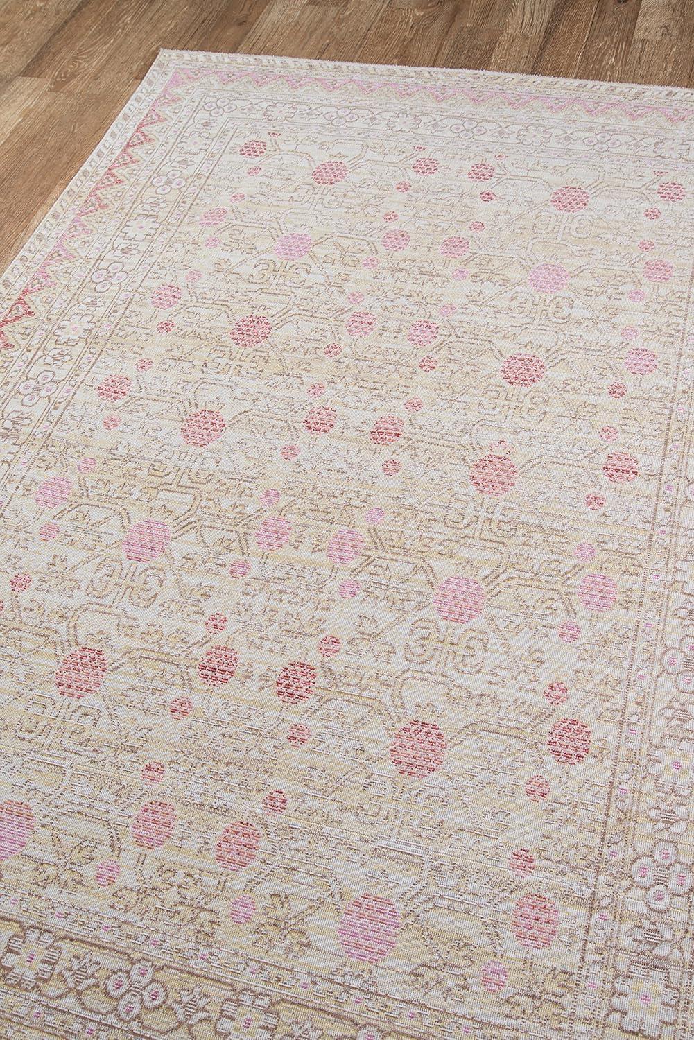Momeni 2'x3' Floral Loomed Accent Rug Pink: Modern Small Area Carpet, Botanical Pattern, Indoor Use, Low Pile