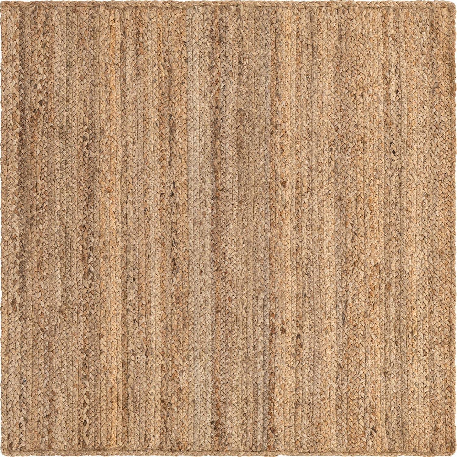 Unique Loom 4'x4' Braided Jute Dhaka Natural Indoor Area Rug