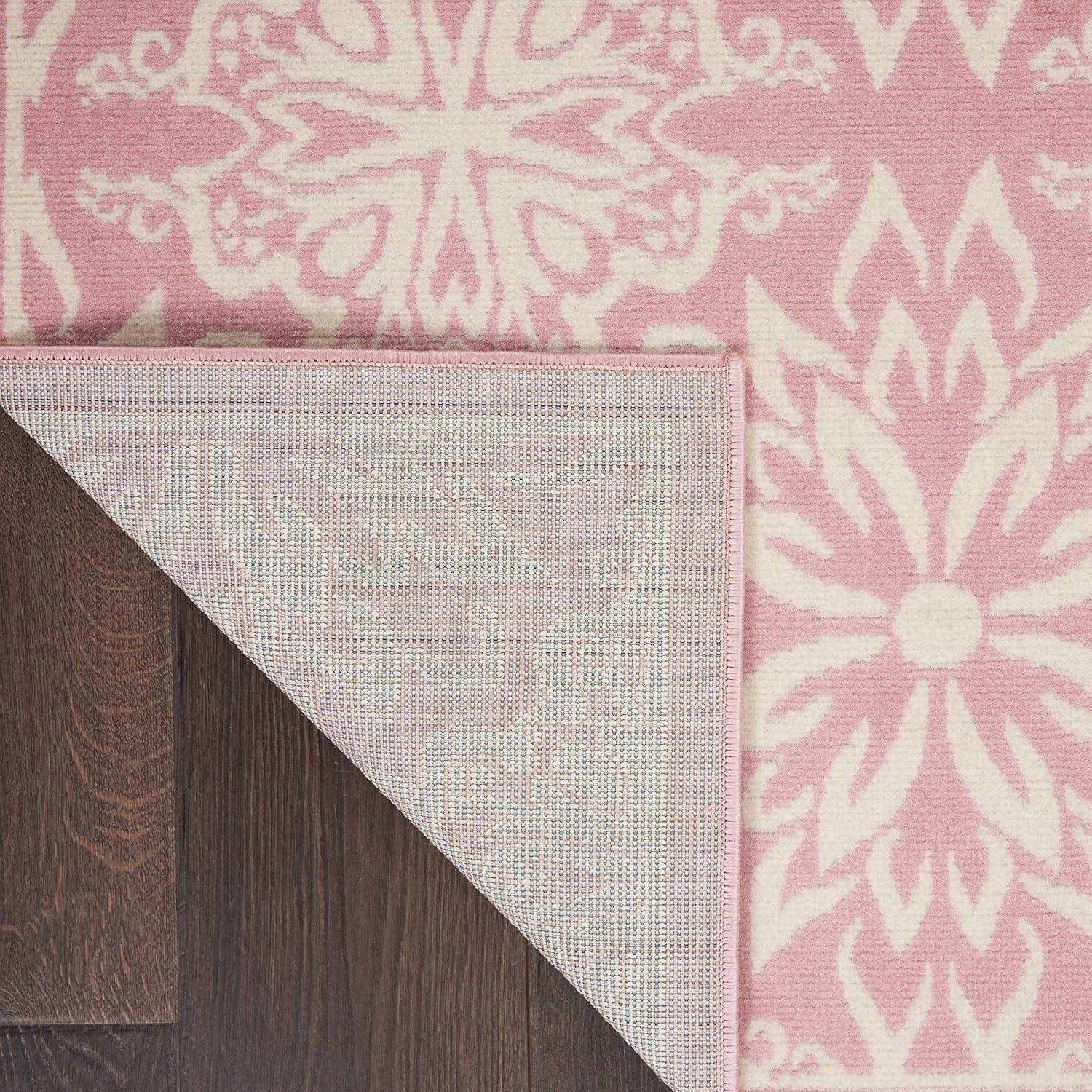 Nourison Jubilant Geometric Floral Ivory/Pink 5'3" x 7'3" Area Rug, (5' x 7')