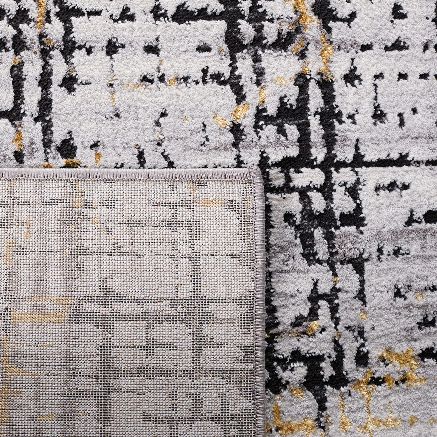 Amelia ALA248 Power Loomed Area Rug - Charcoal/Gold - 6'7"x6'7" - Safavieh.
