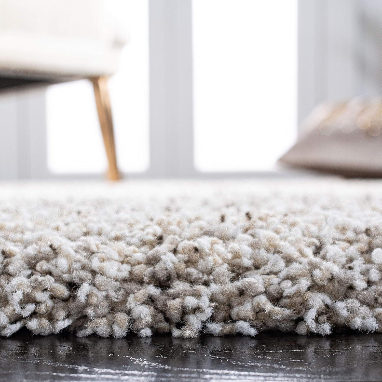 Hudson Shag SGH295 Power Loomed Indoor Area Rug - Ivory/Grey - 4'x4' - Safavieh