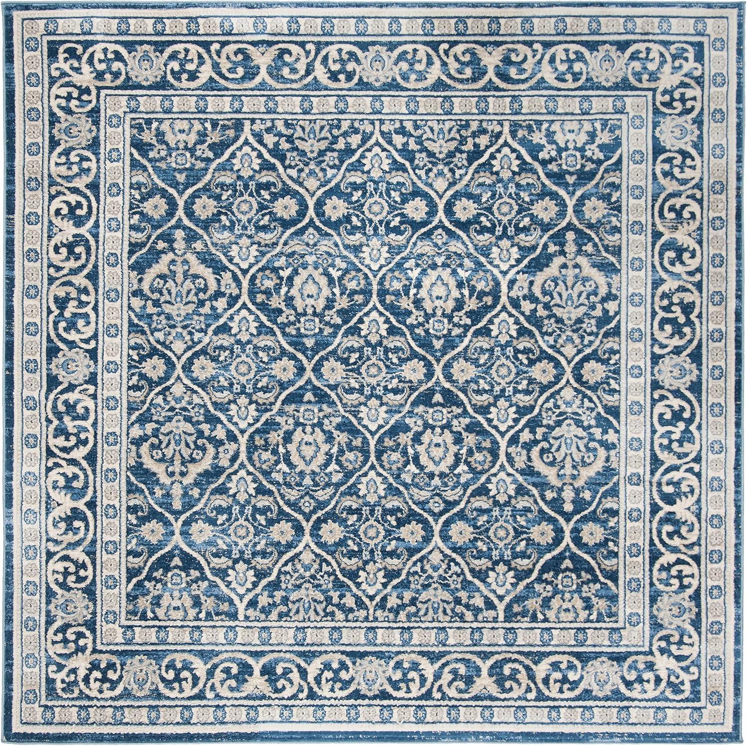 SAFAVIEH Brentwood Naomh Geometric Area Rug, 6'7" x 6'7" Square, Navy/Light Grey