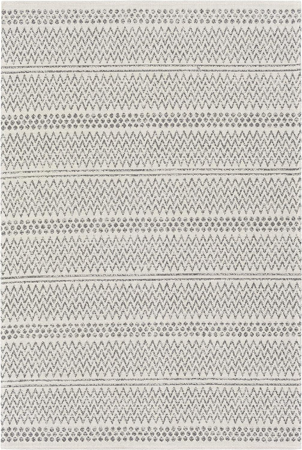 Aarau Silver Gray and White Bohemian Area Rug