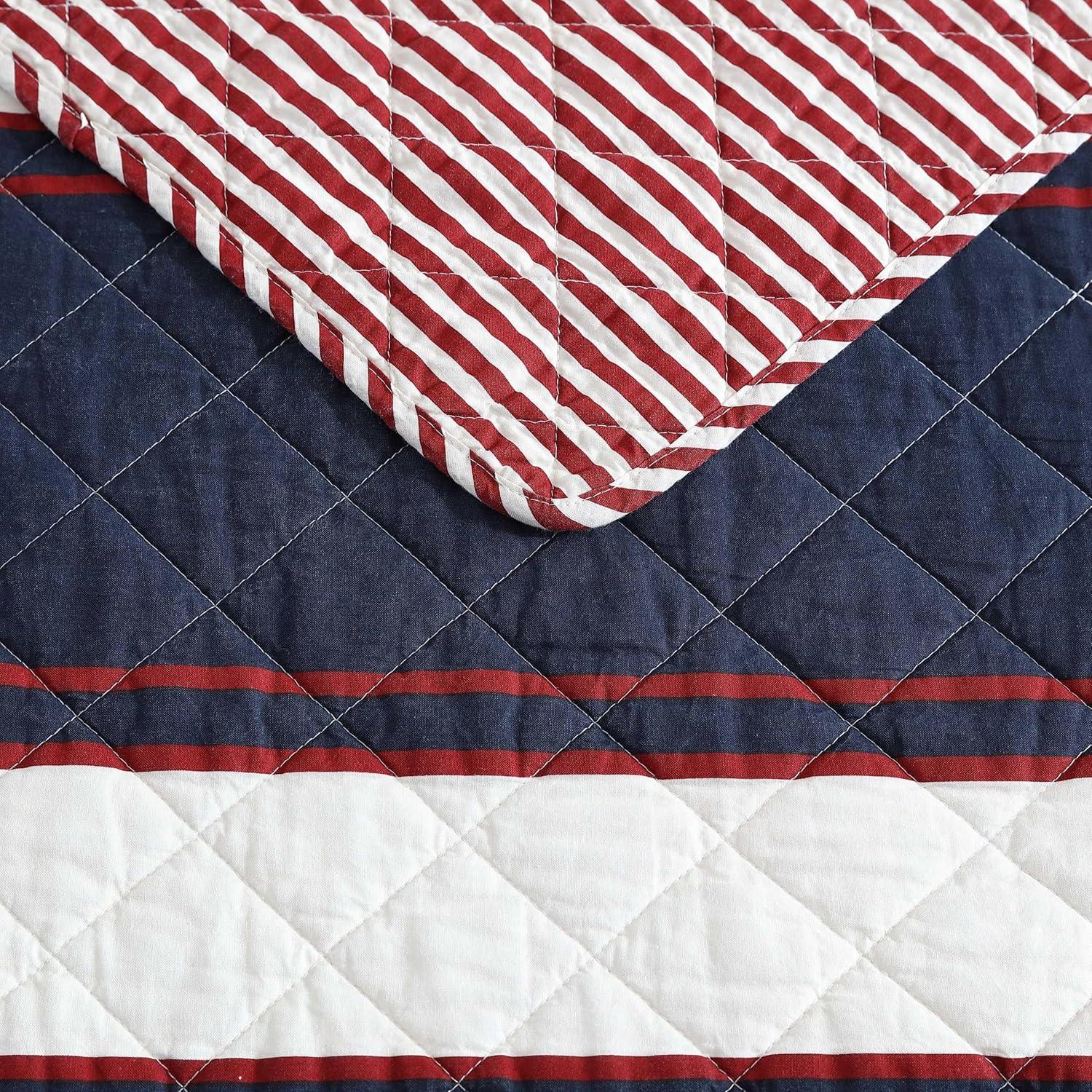 Nautica Nautica Wesley Blue Cotton Reversible Quilt Set